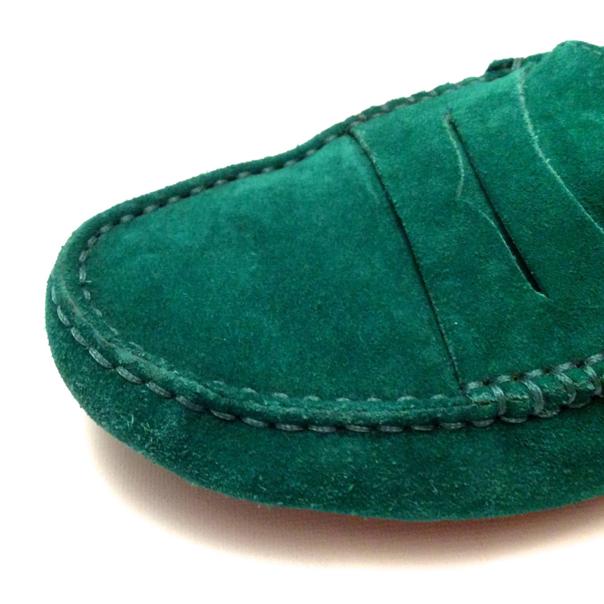 Tod's Driving Loafers Green Suede - Size 37 3