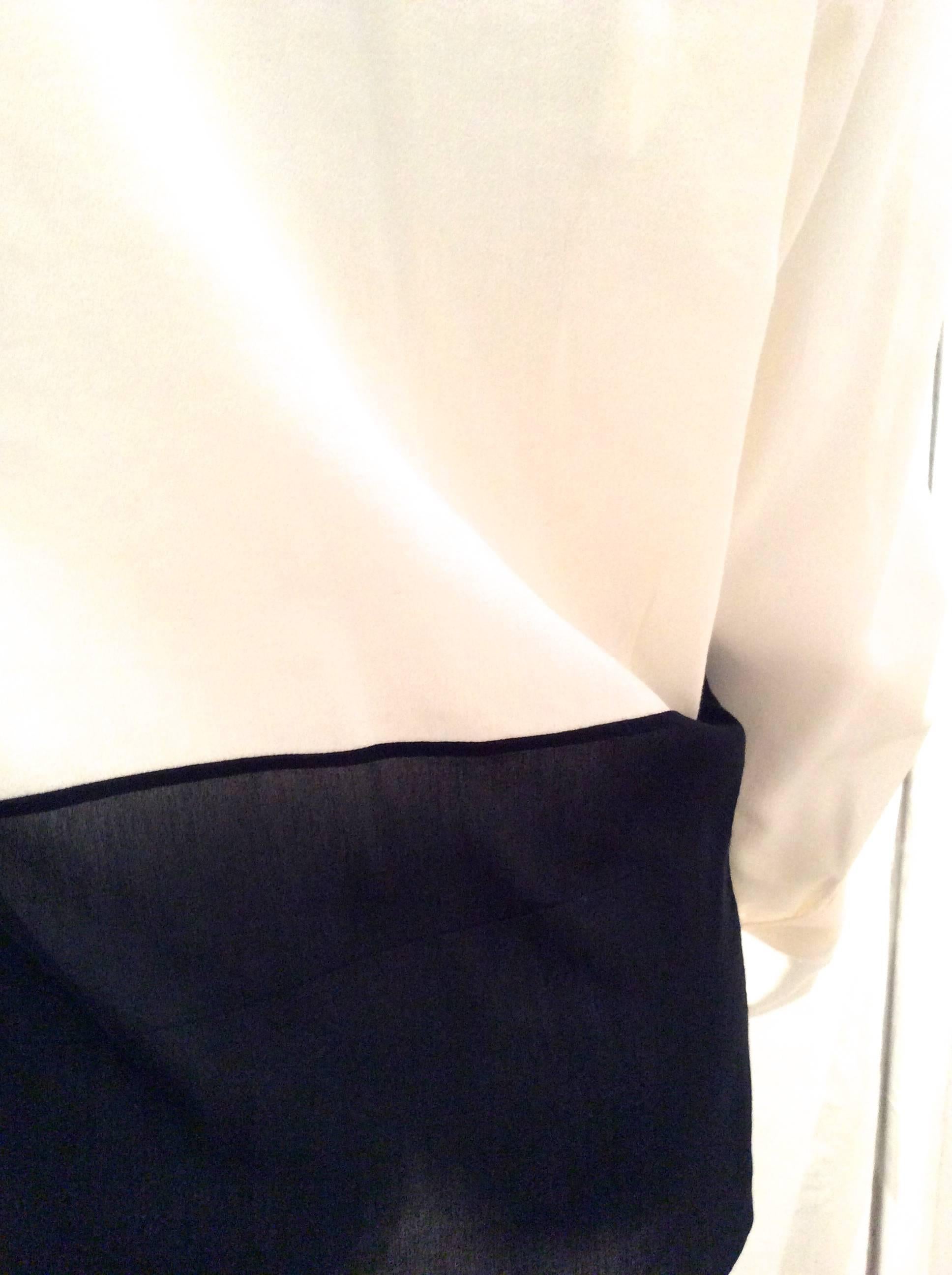 Hermes Silk Blouse - Cream and Navy Classic 1
