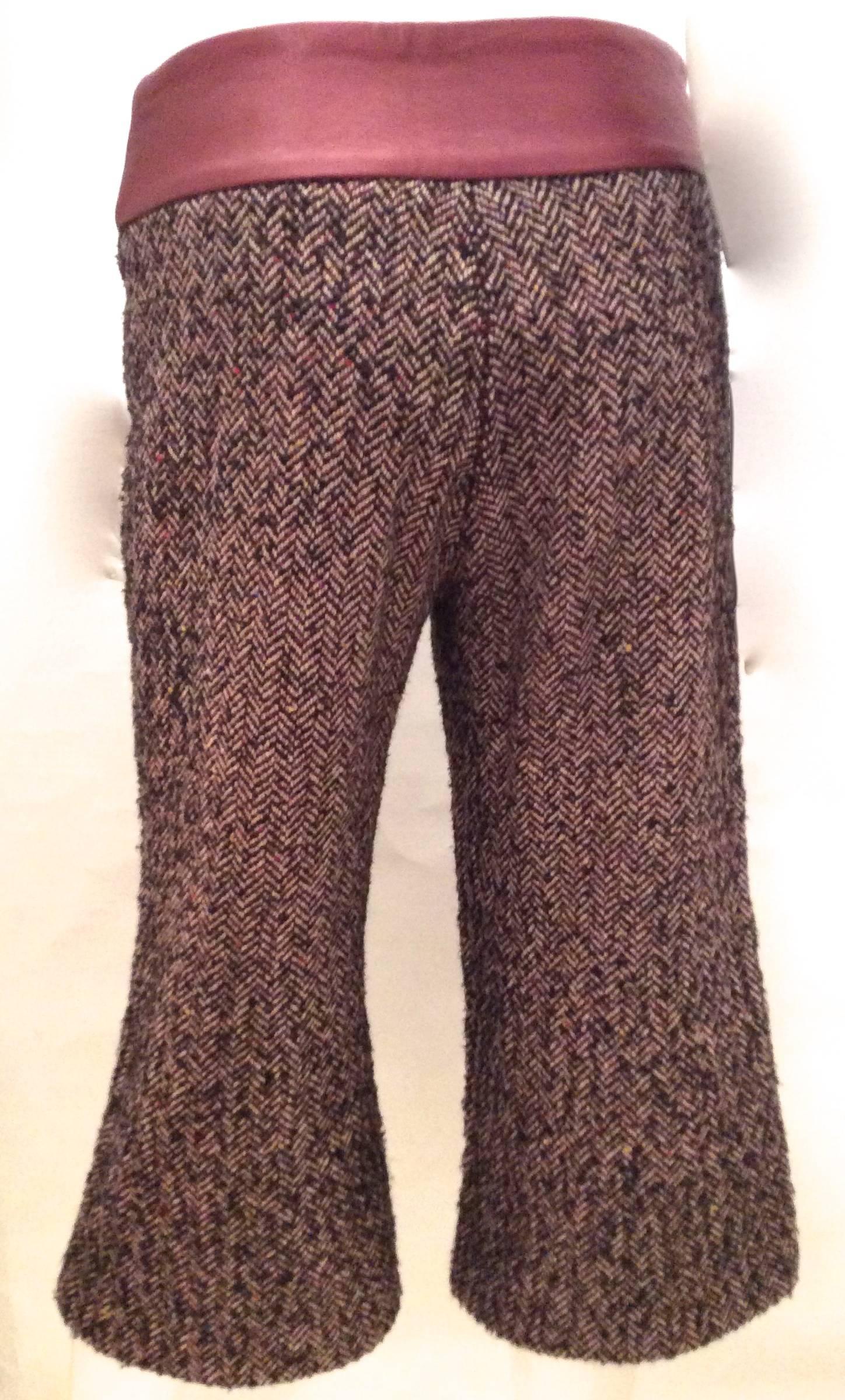 Gaucho Pants - Leather, Acrylic, Wool Blend - 1970's For Sale 1