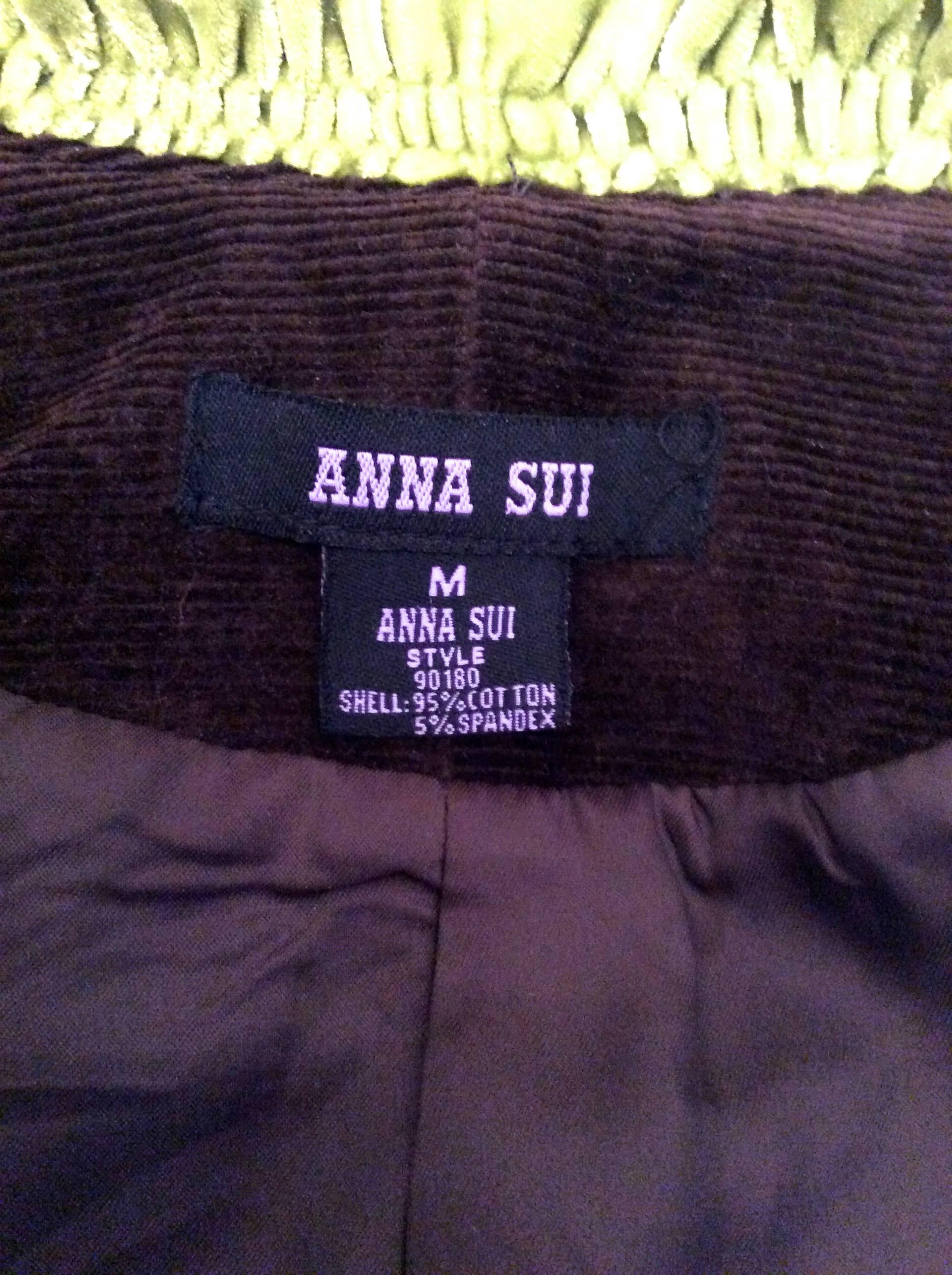 Anna Sui 1990s Embroidered Corduroy Jacket For Sale 5
