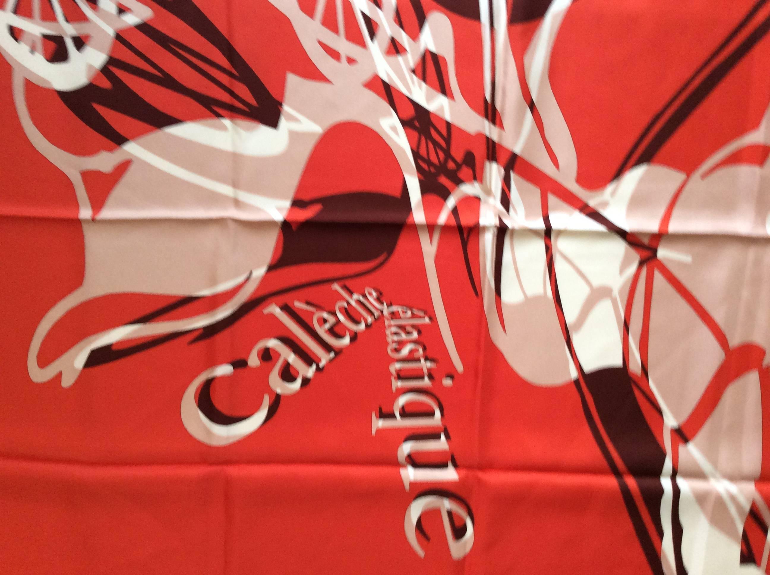 Red New Hermes Caleche Elastique Silk Scarf For Sale