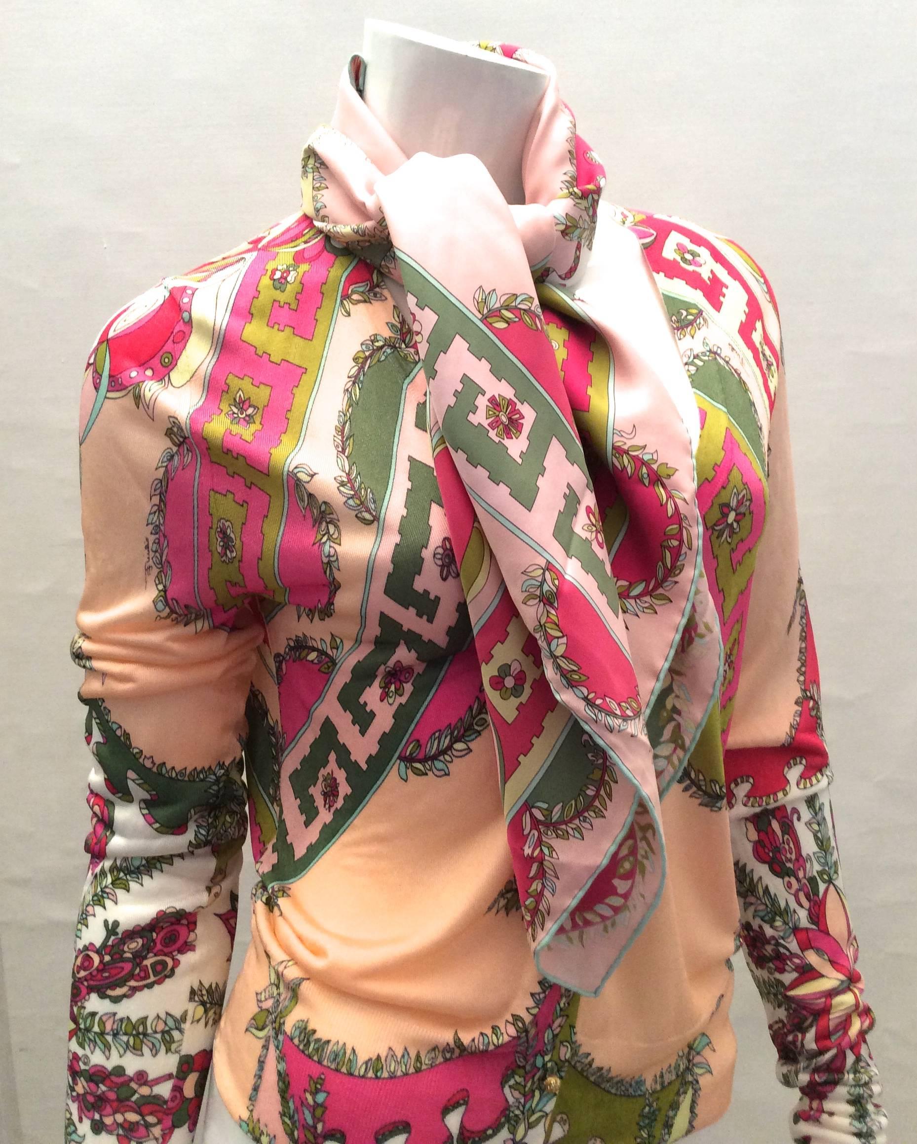 New Emilio Pucci Cardigan with Matching Silk Scarf In Excellent Condition For Sale In Boca Raton, FL