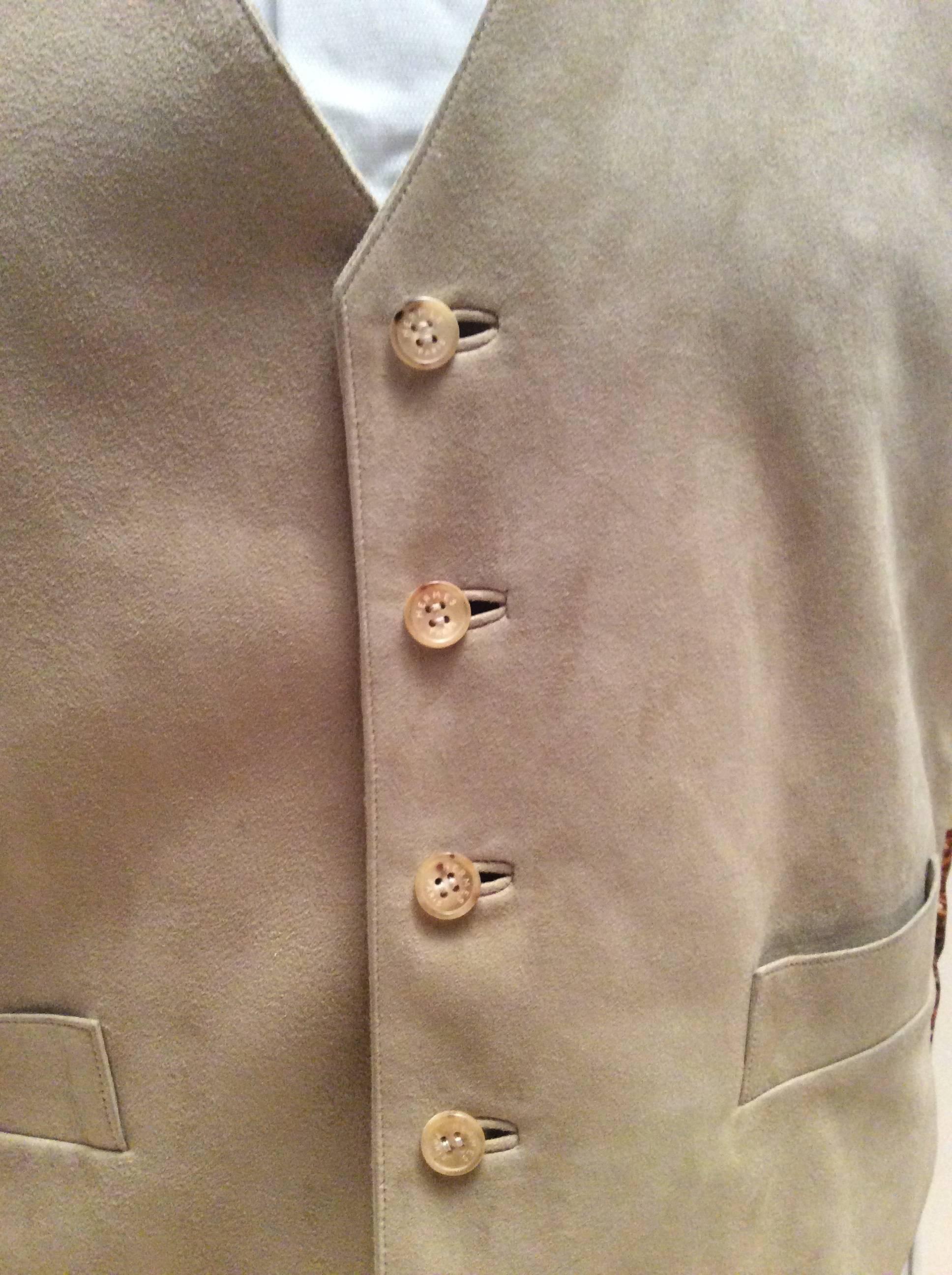 Brown New Men's Hermes Suede and Silk Vest - Size 50