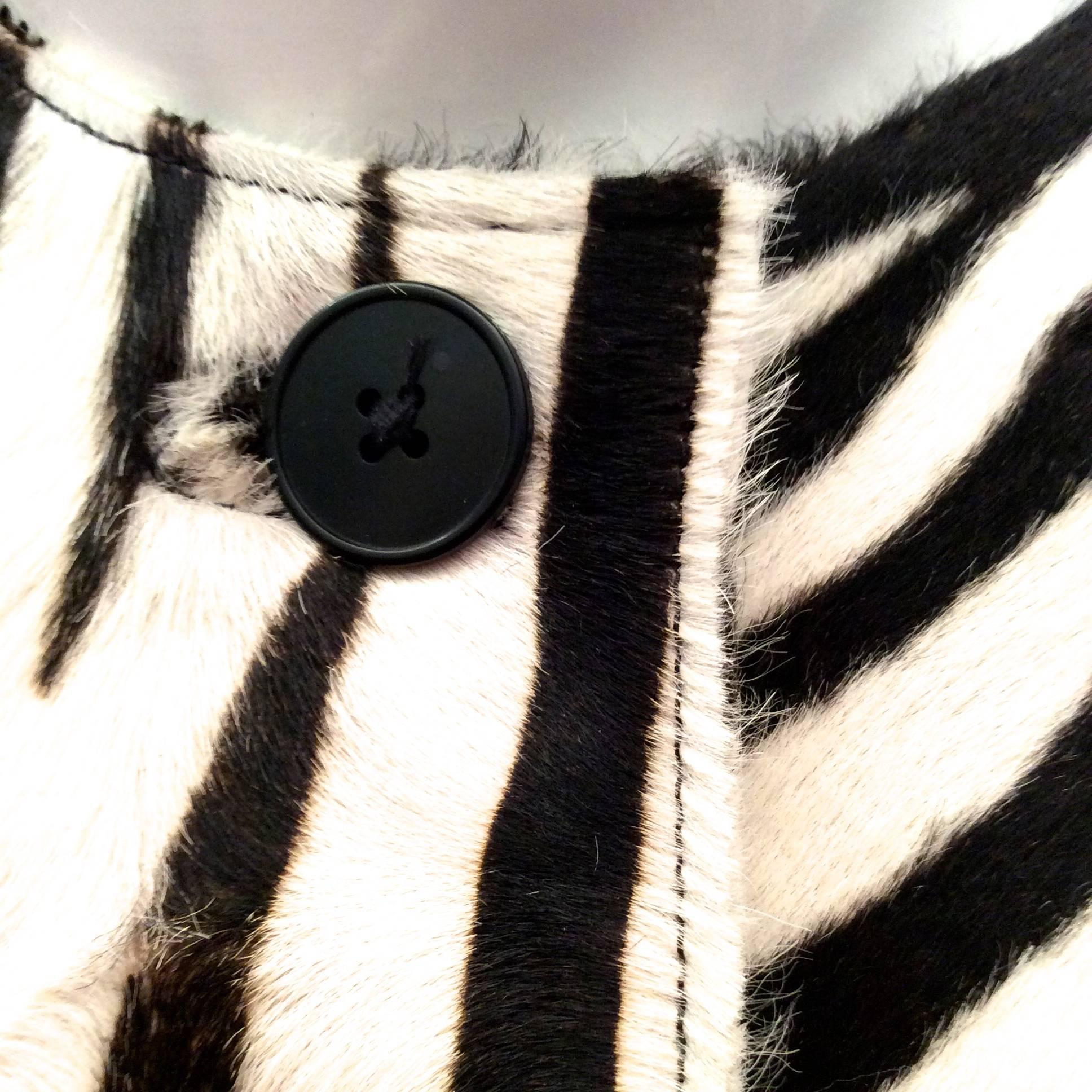 Women's Ralph Lauren Purple Label Zebra Pattern Fur Coat - New