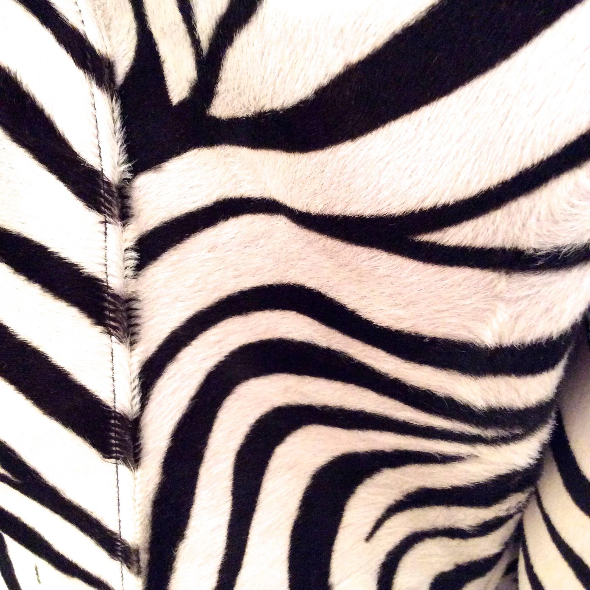 Ralph Lauren Purple Label Zebra Pattern Fur Coat - New 1