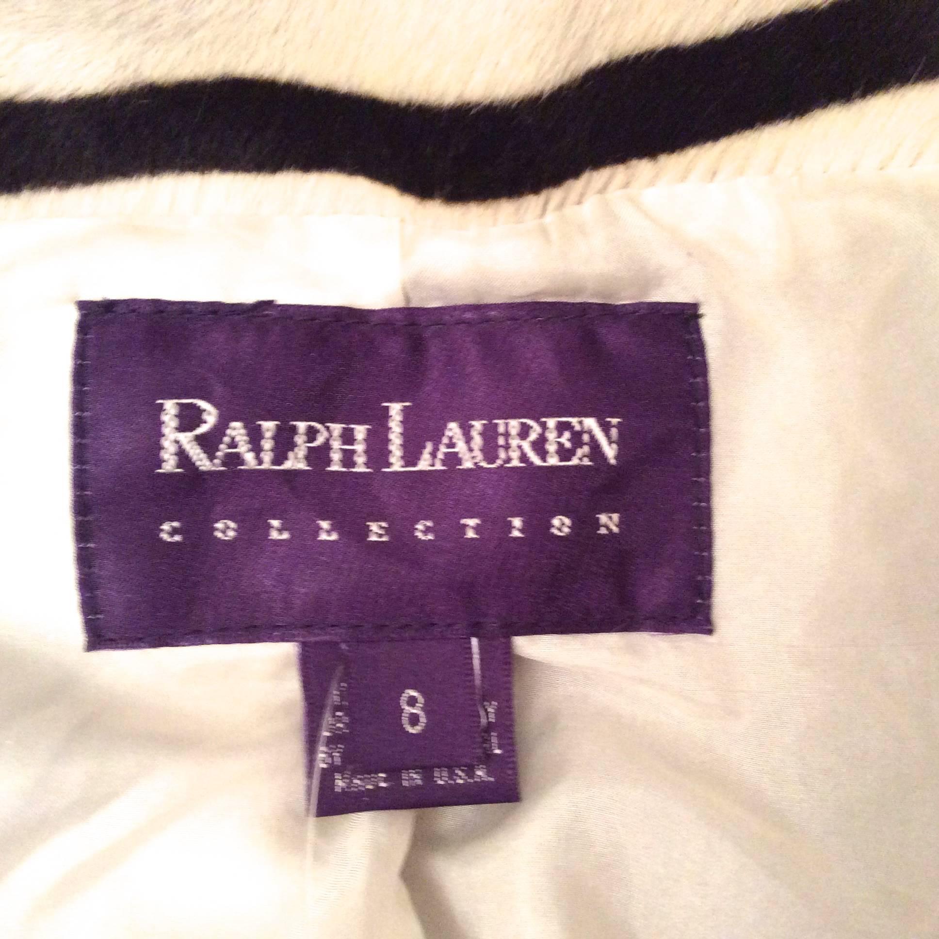 Ralph Lauren Purple Label Zebra Pattern Fur Coat - New 4