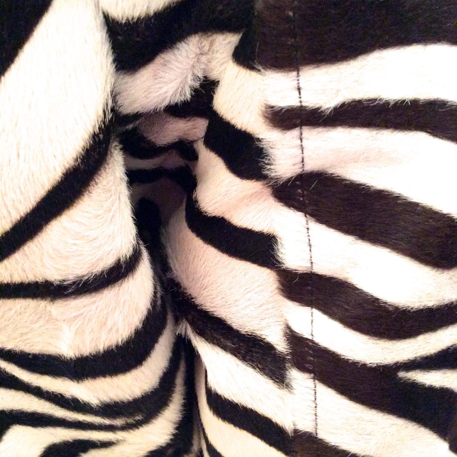 Ralph Lauren Purple Label Zebra Pattern Fur Coat - New 2