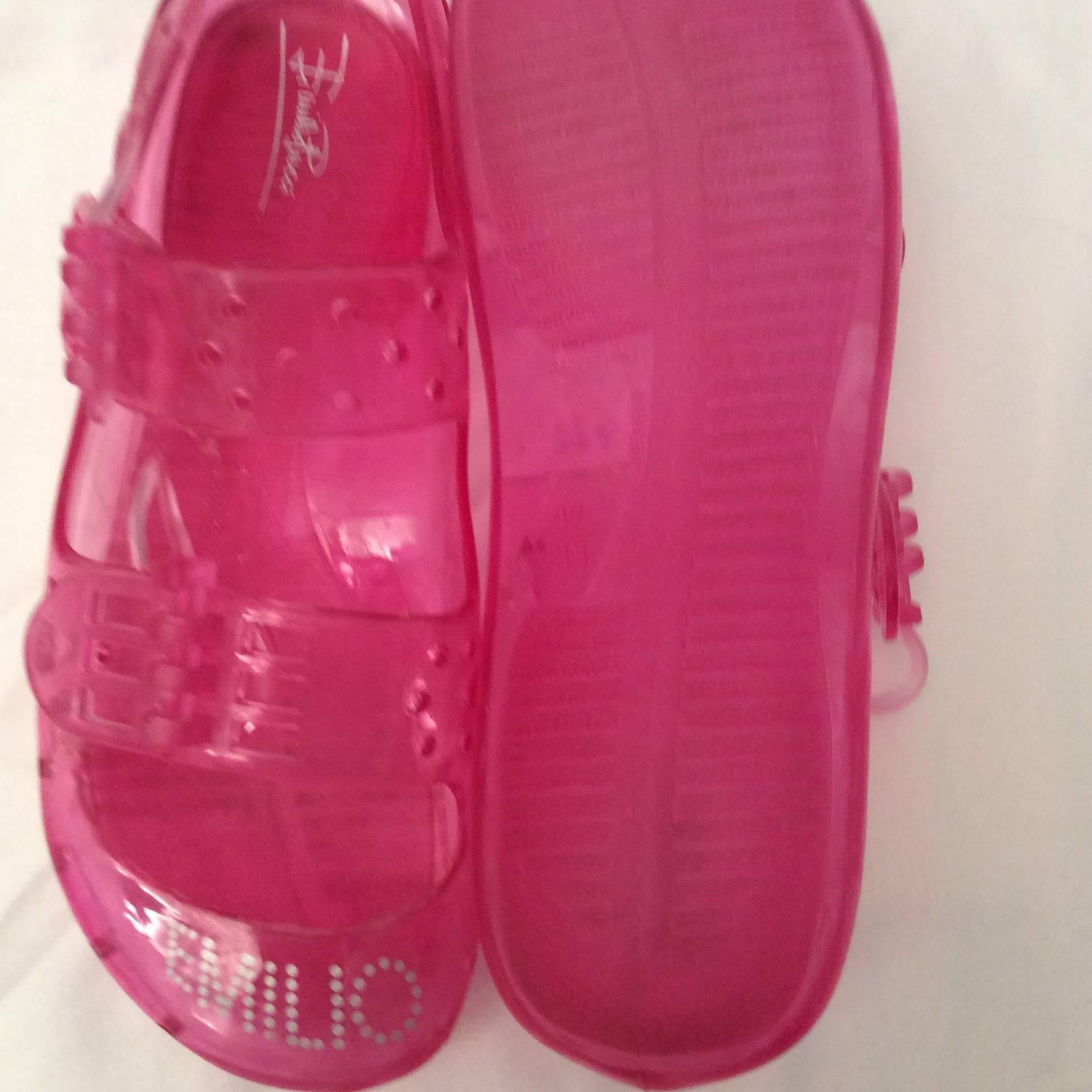 Emilio Pucci Hot Pink Rubber Sandals In Excellent Condition In Boca Raton, FL