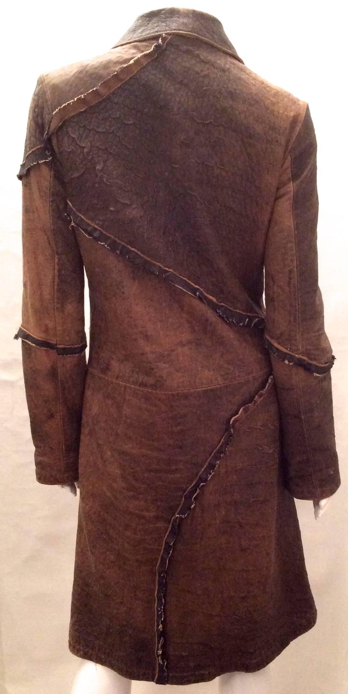Roberto Cavalli Distressed Leather Jacket - Size 40 In Excellent Condition In Boca Raton, FL