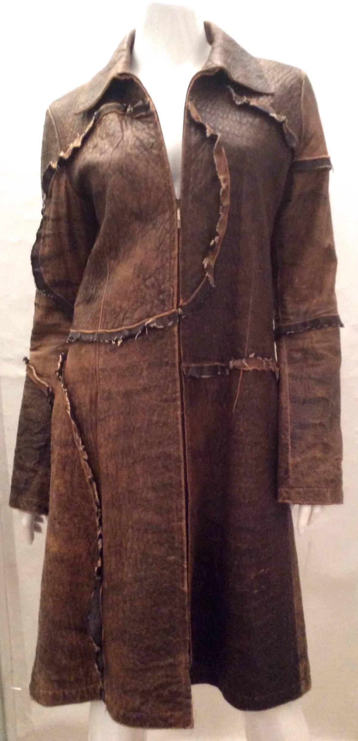 Roberto Cavalli Distressed Leather Jacket - Size 40 1