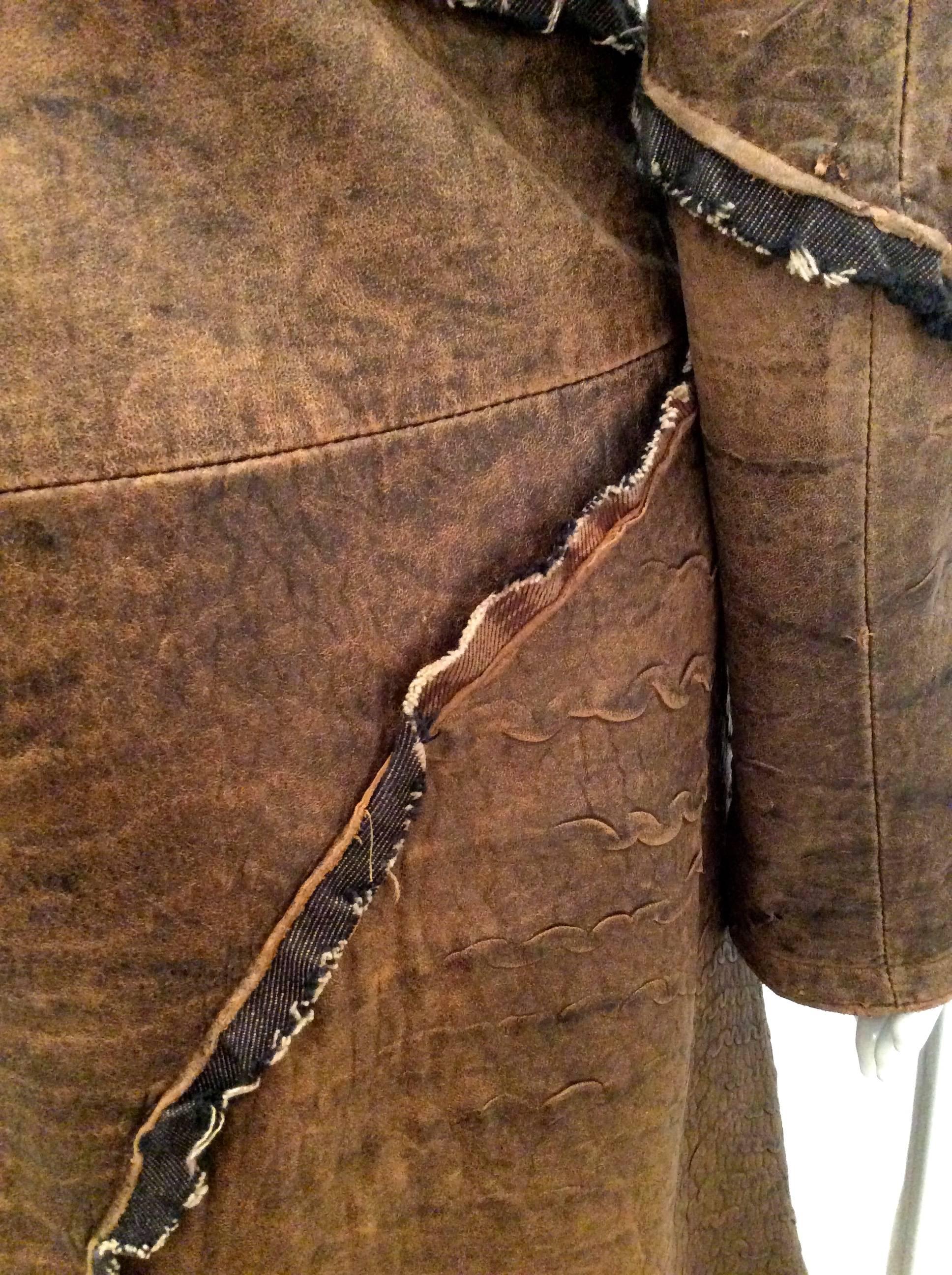Roberto Cavalli Distressed Leather Jacket - Size 40 6