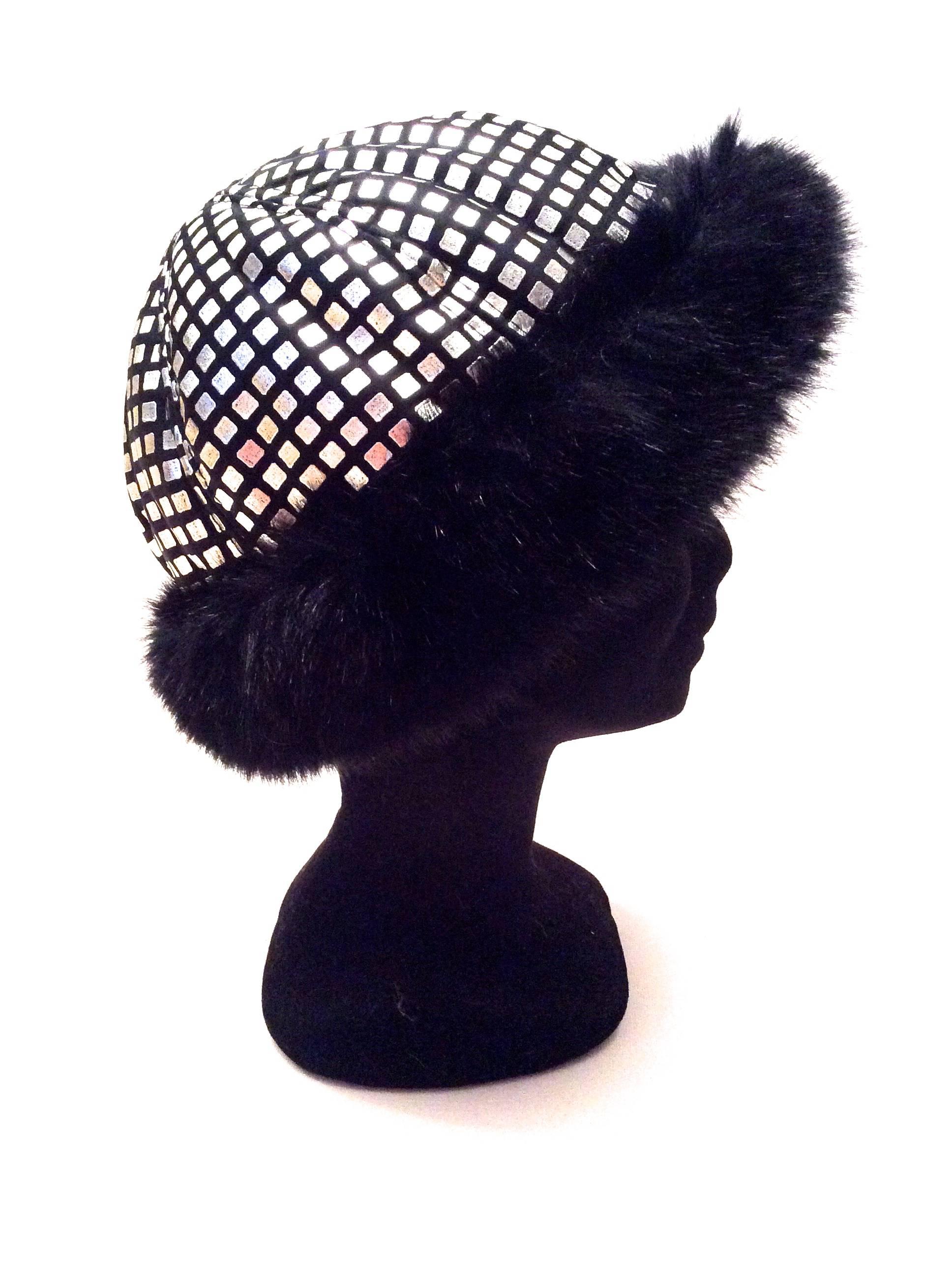 1960's Mod Silver and Black Geometric Hat For Sale 2