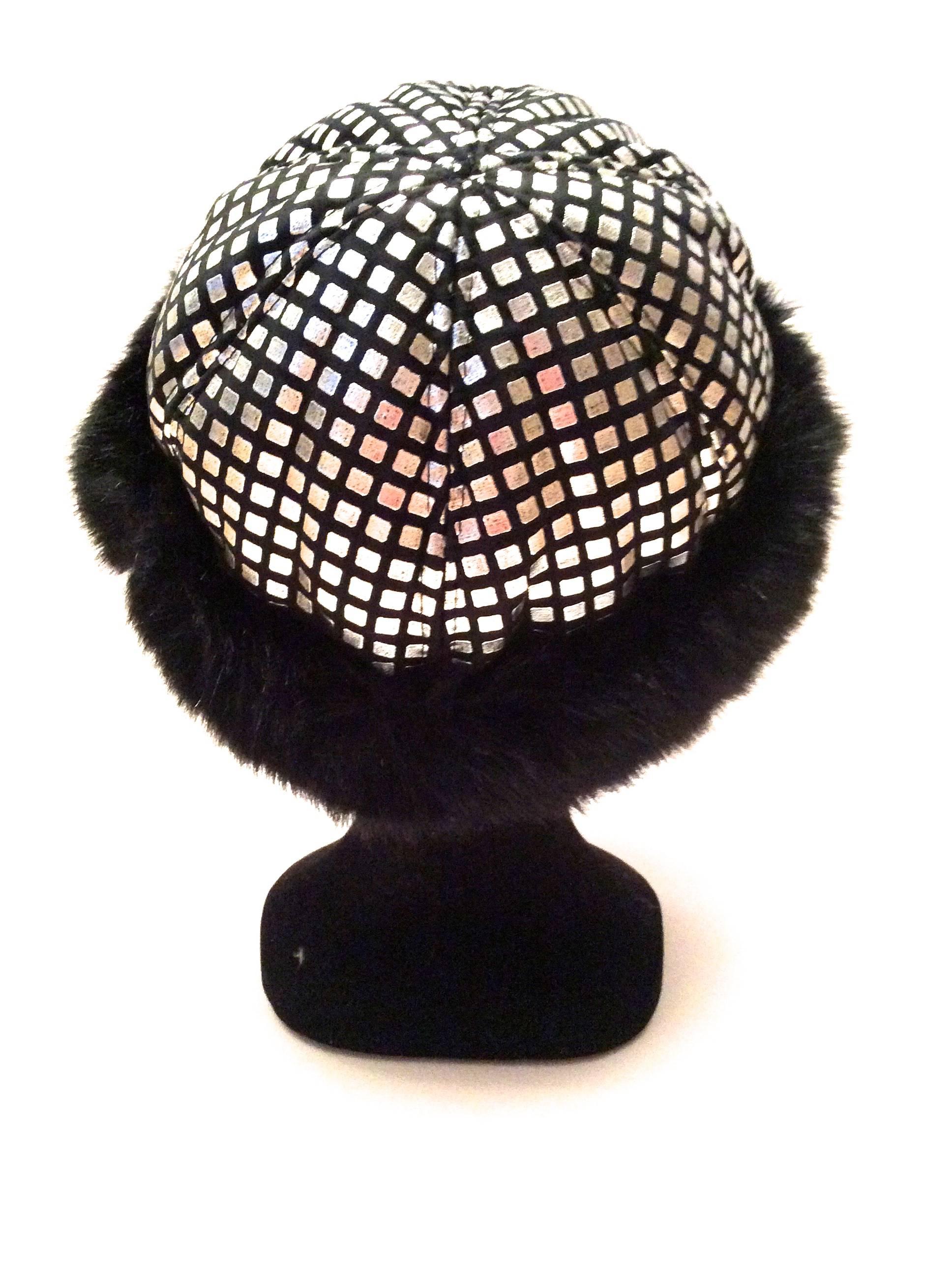 1960's Mod Silver and Black Geometric Hat For Sale 1