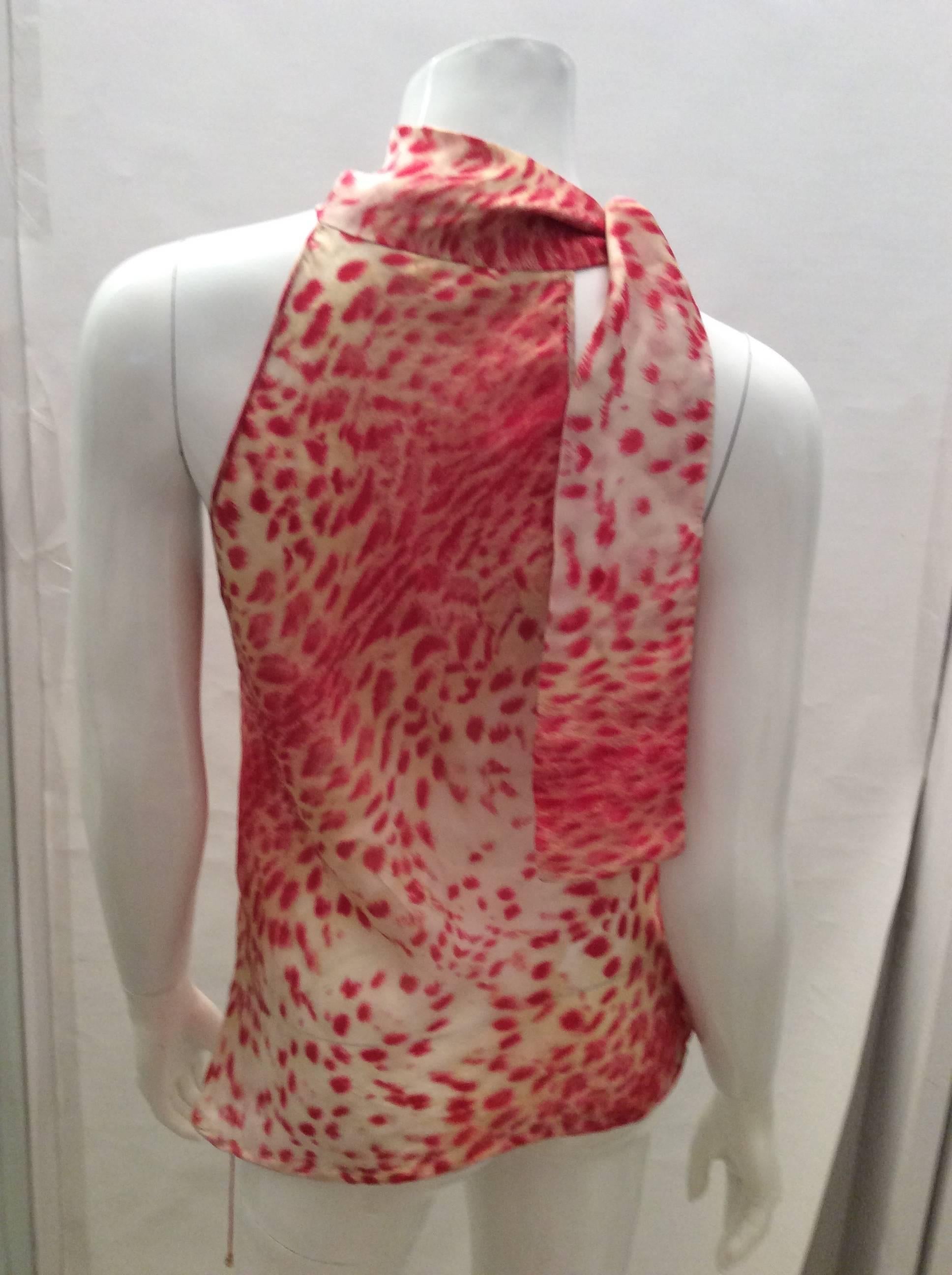 Sexy Silk Roberto Cavalli Halter Top In Excellent Condition In Boca Raton, FL