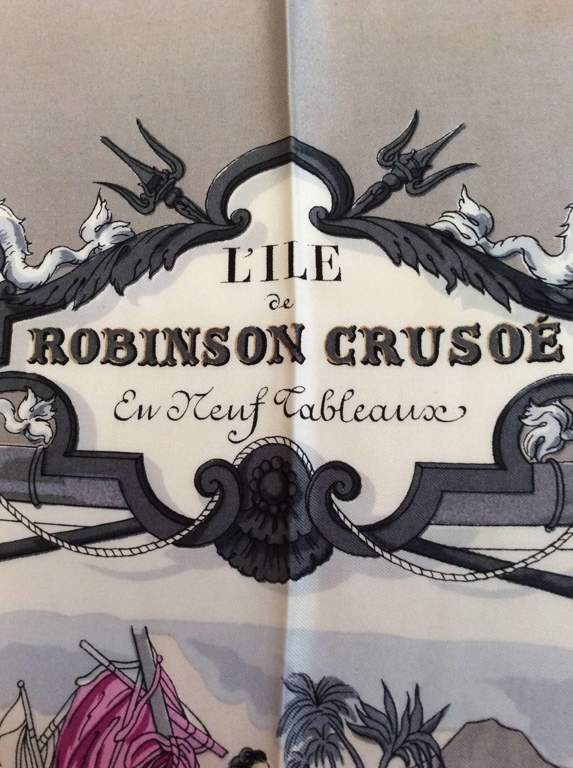 Rare Vintage Hermes Silk Scarf - Robinson Crusoe 1