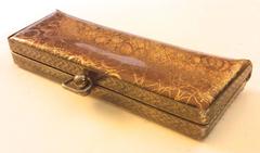 Rare 1950's Designer Eyeglasses Case - Clear and Gold Tone Design