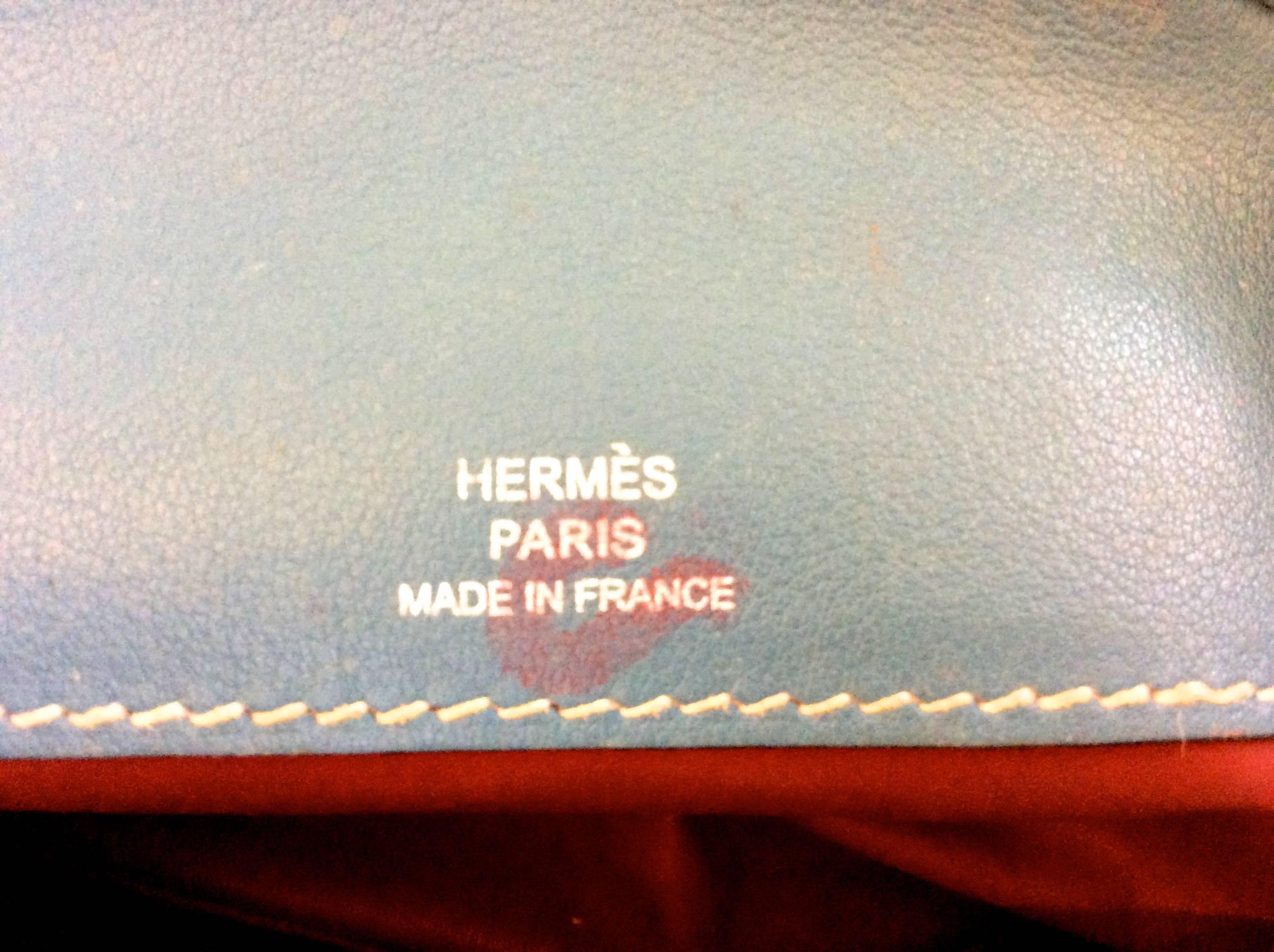 Women's Hermes Be Bop Makeup Bag from Late 90's - Blue Jean Box Leather