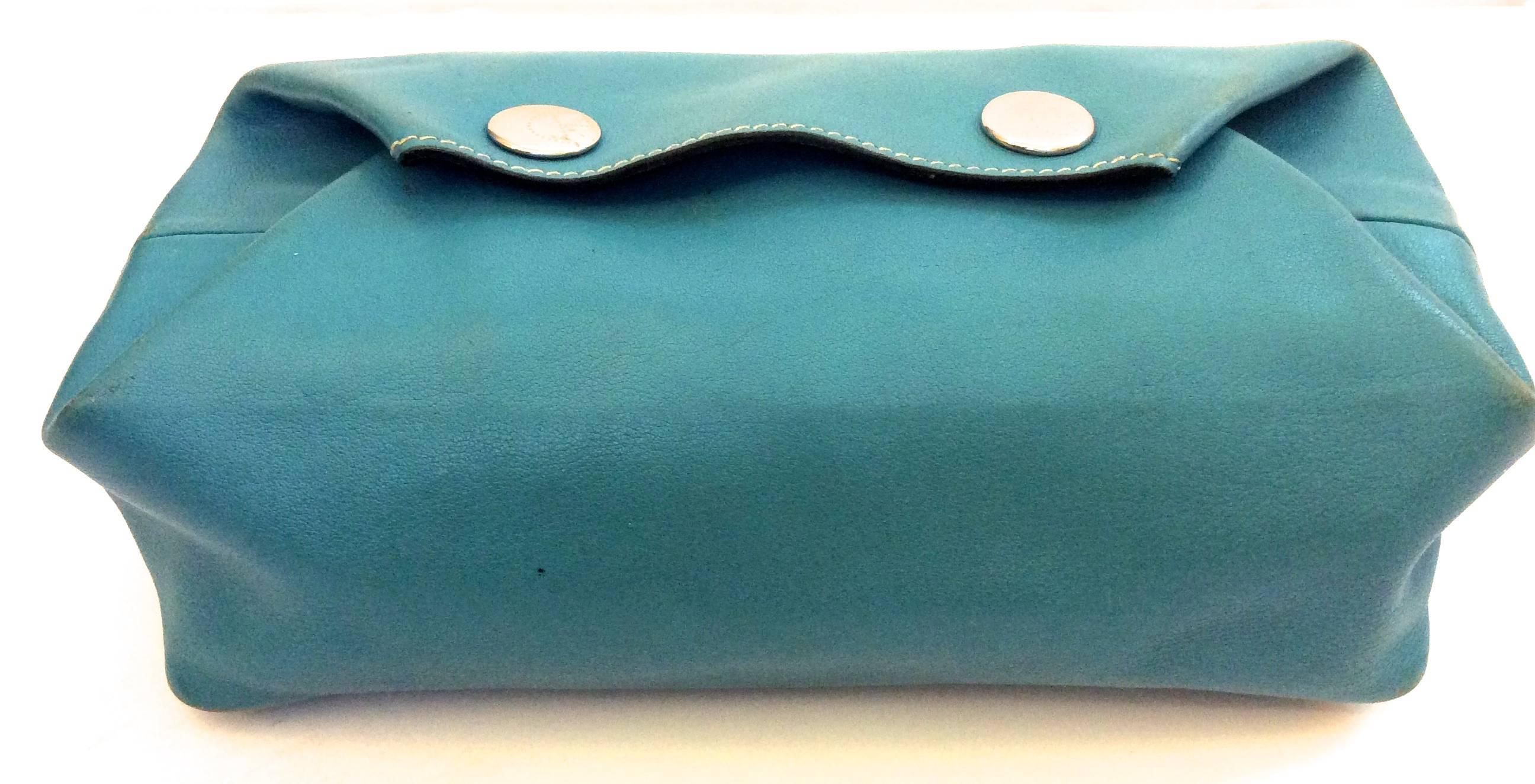 Hermes Be Bop Makeup Bag from Late 90's - Blue Jean Box Leather 1