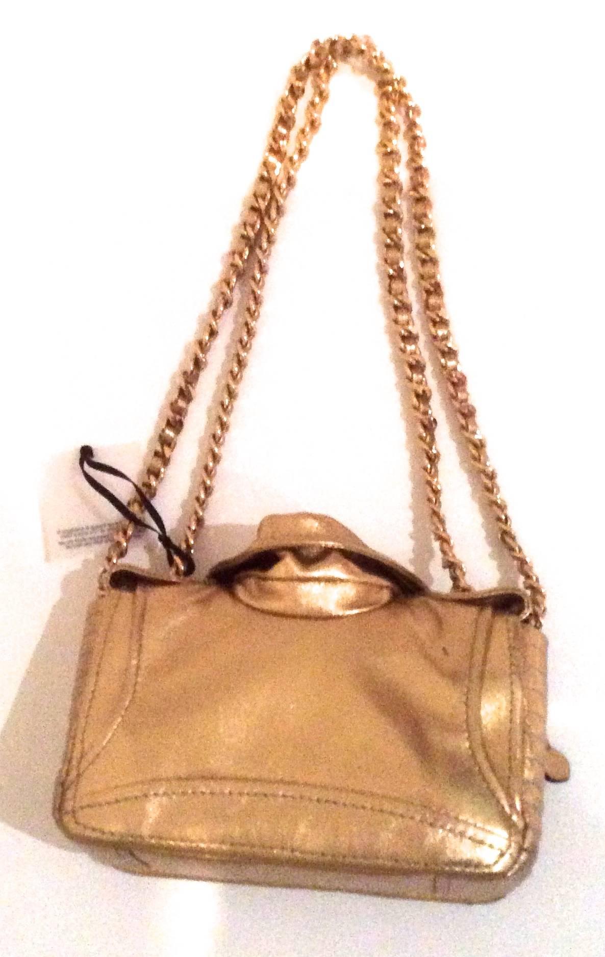 Moschino Gold Biker Jacket Handbag - Rare In New Condition In Boca Raton, FL