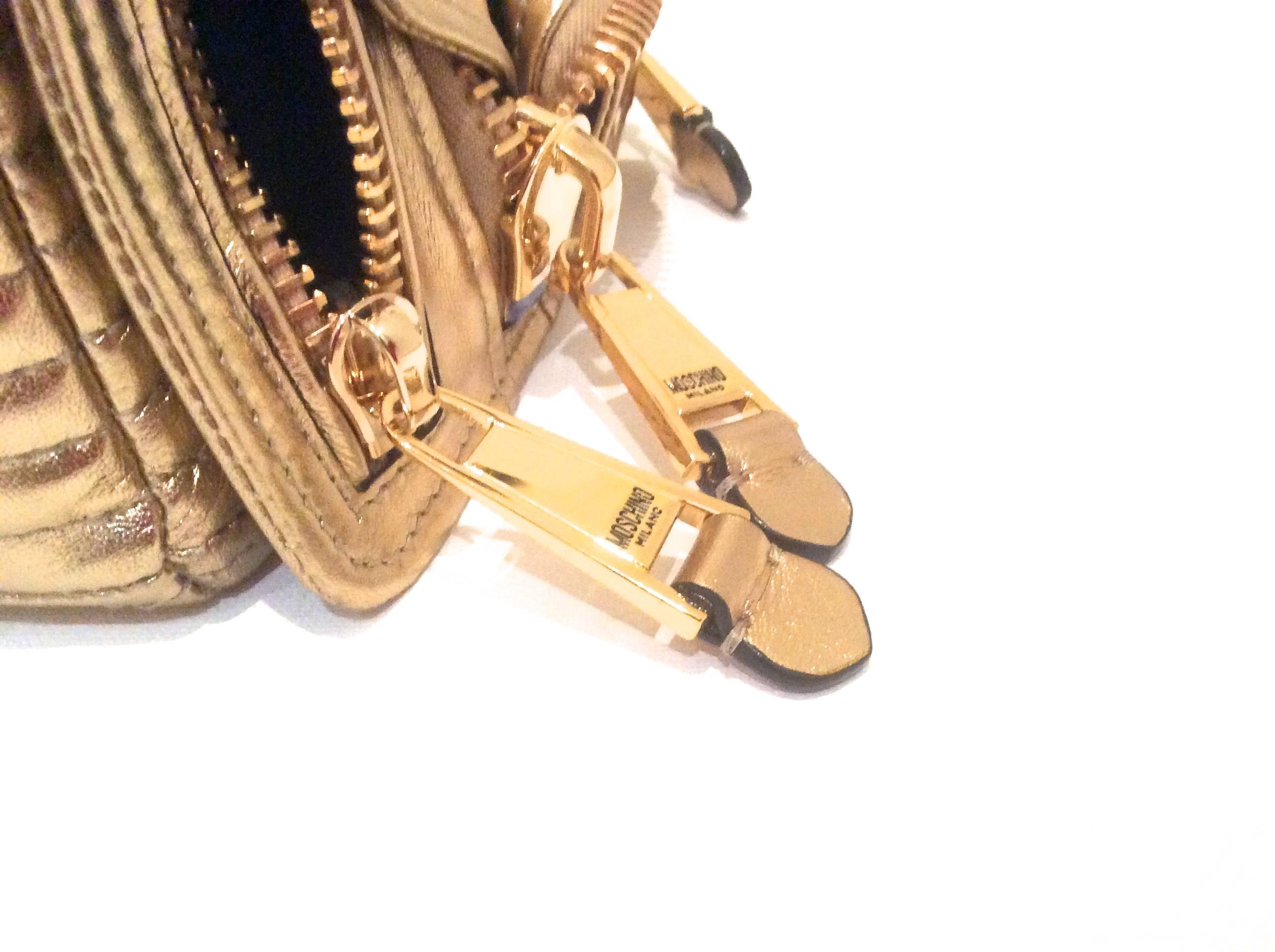 Women's or Men's Moschino Gold Biker Jacket Handbag - Rare