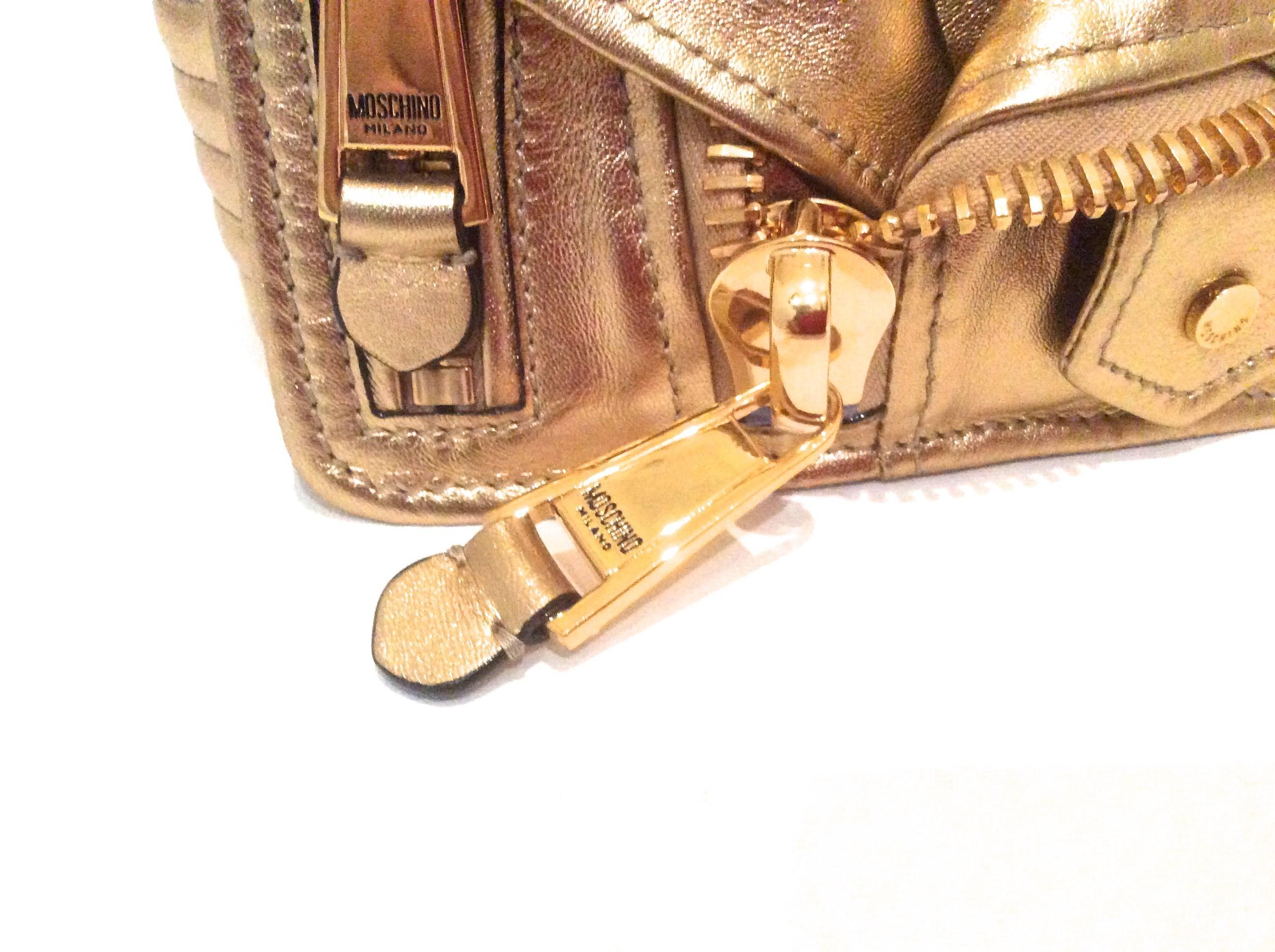 Moschino Gold Biker Jacket Handbag - Rare 2