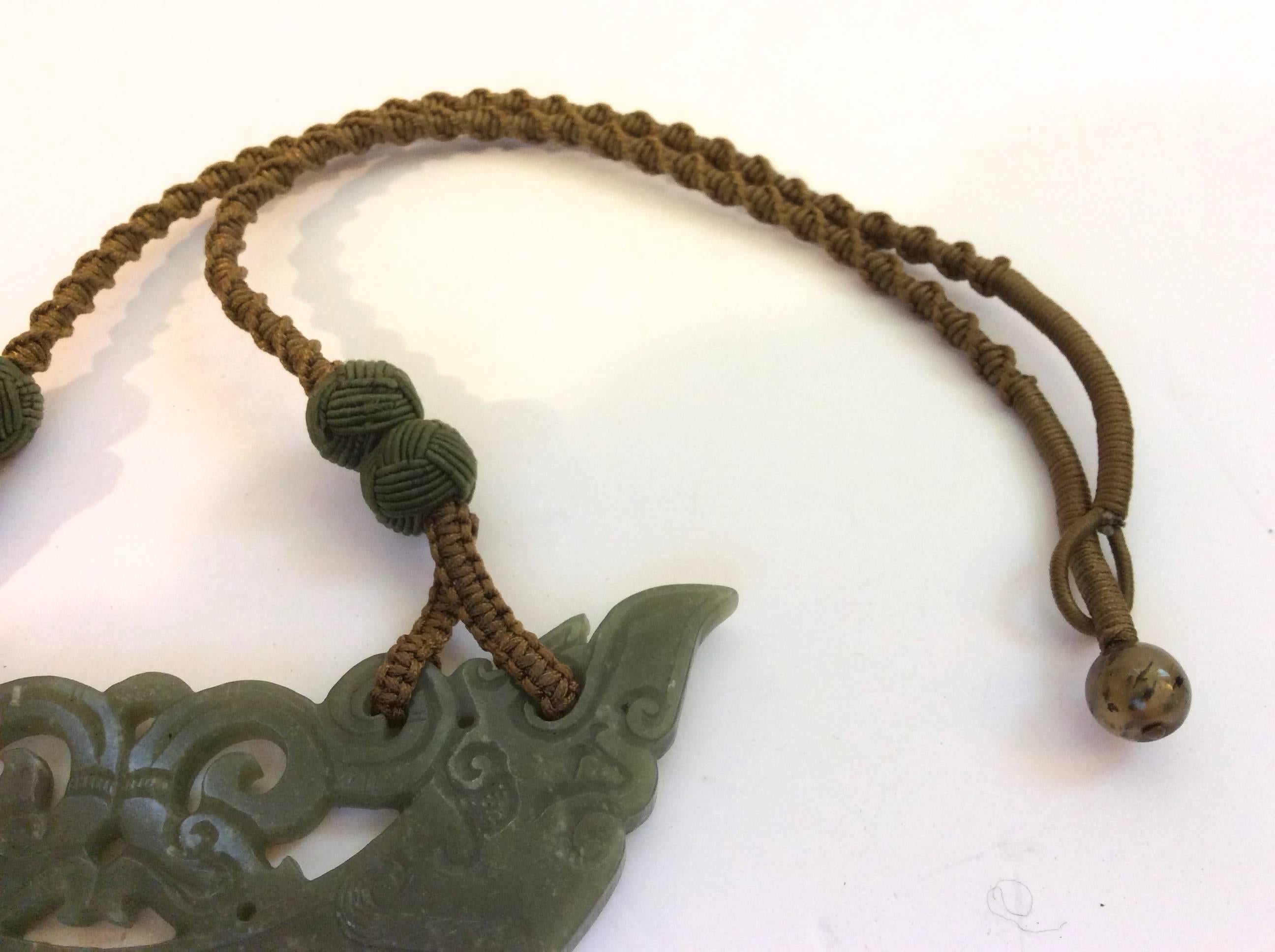 Hand Carved Jade Necklace  For Sale 1