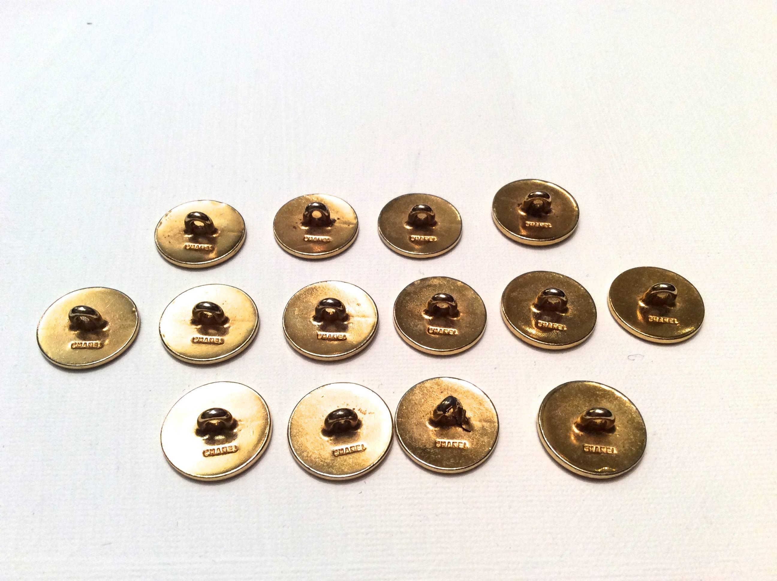 14 Vintage Chanel Gold Tone Buttons - Perfume Bottle Design at 1stDibs