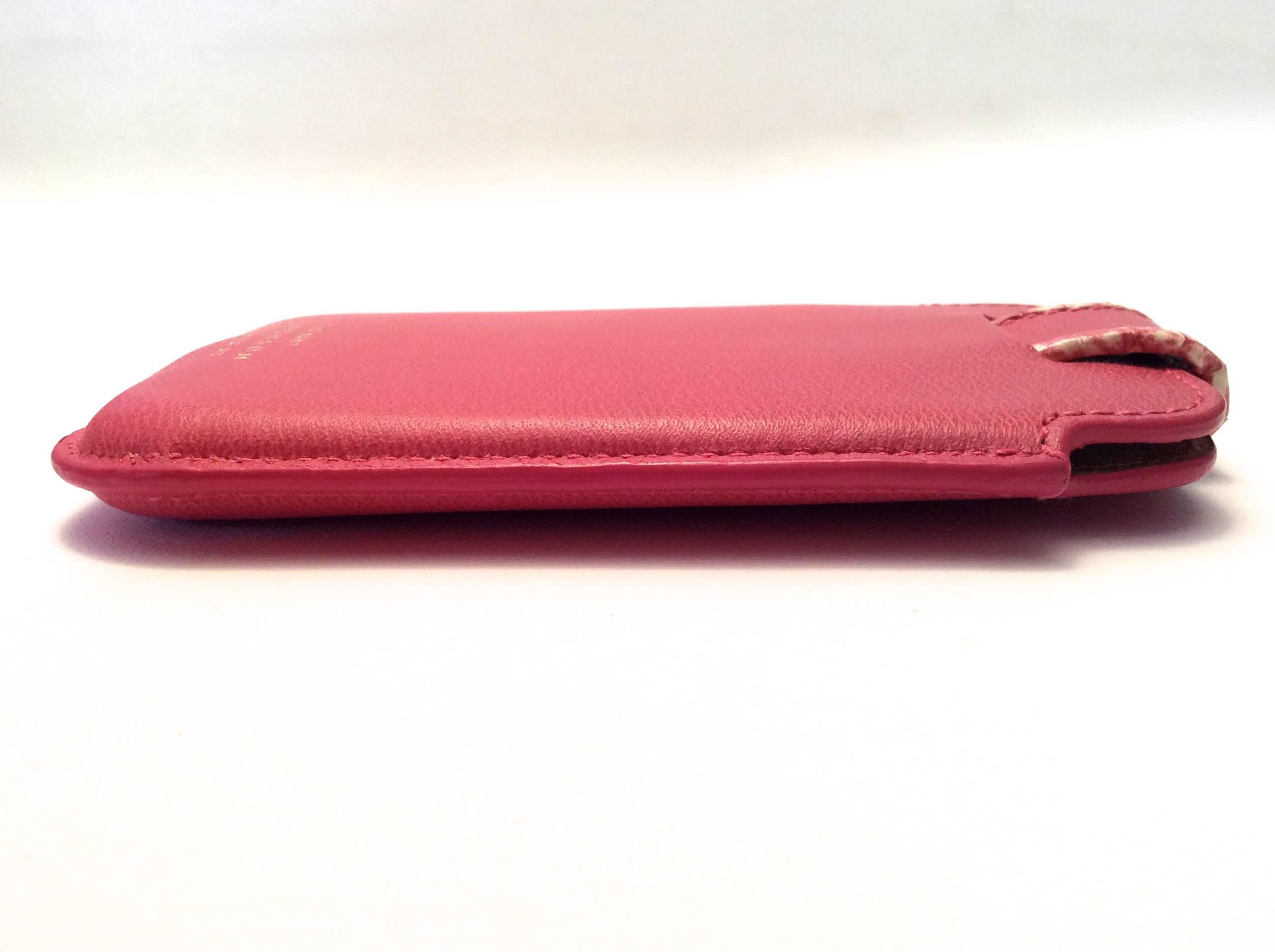 Red Smythson Pink Cell Phone / Card Holder For Sale