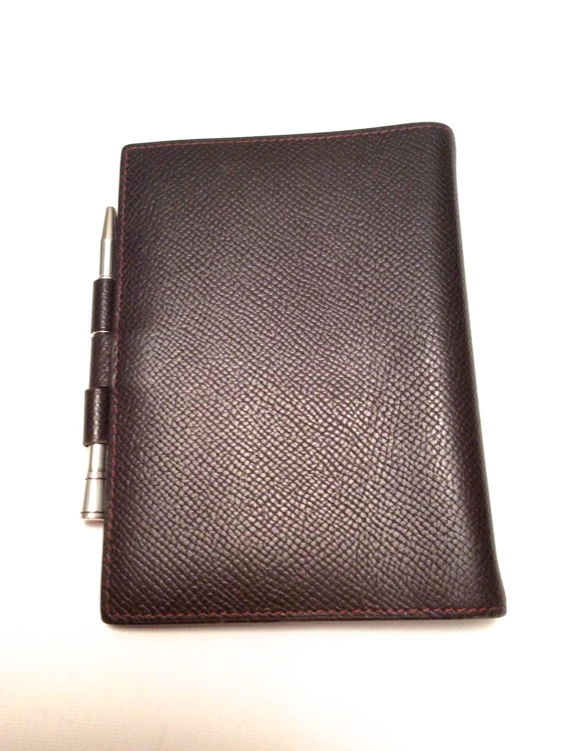 Hermes Agenda / Notebook with Sterling Silver Pen In Excellent Condition In Boca Raton, FL