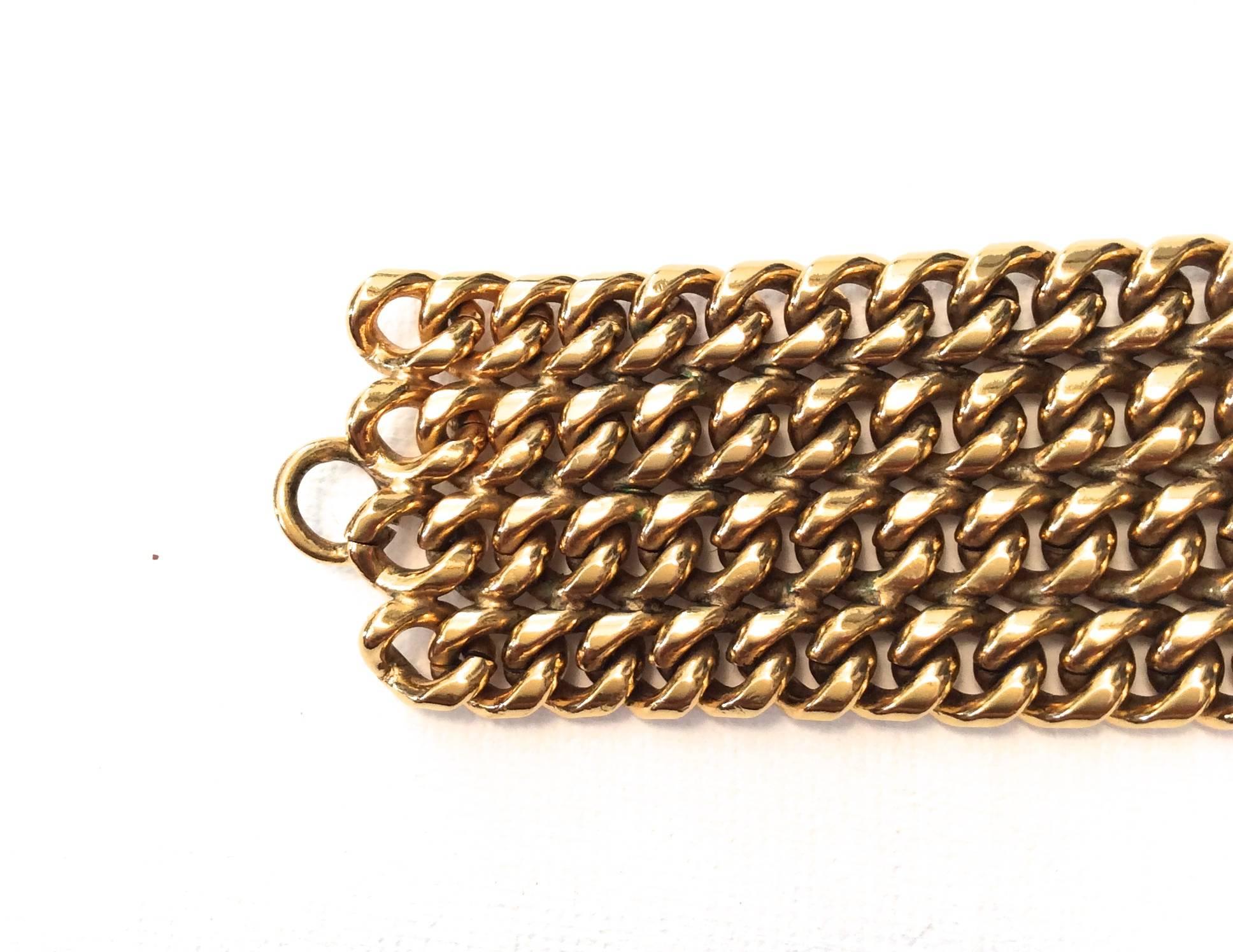 Vintage Chanel Gold Tone Bracelet In Excellent Condition For Sale In Boca Raton, FL