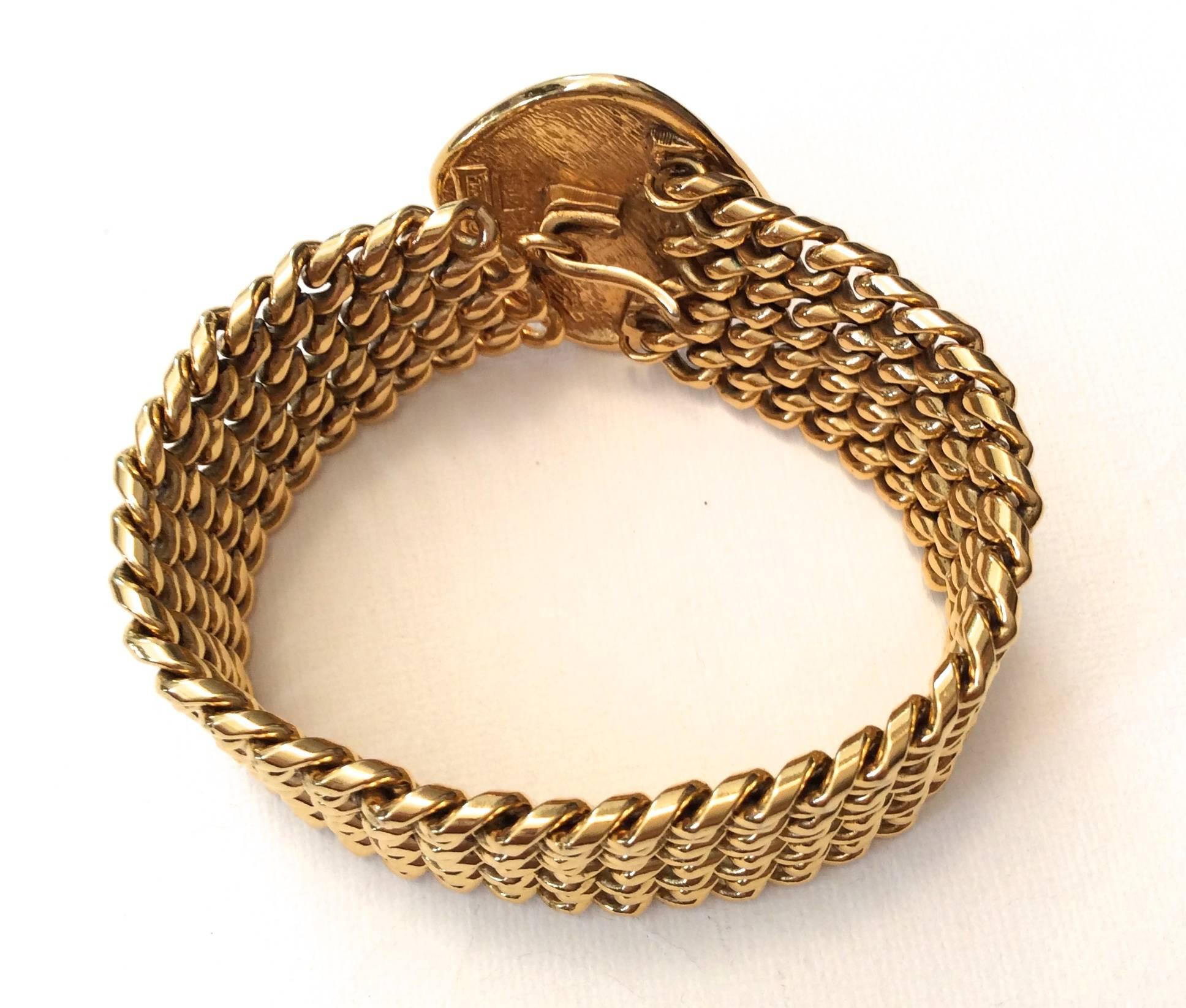 Women's Vintage Chanel Gold Tone Bracelet For Sale