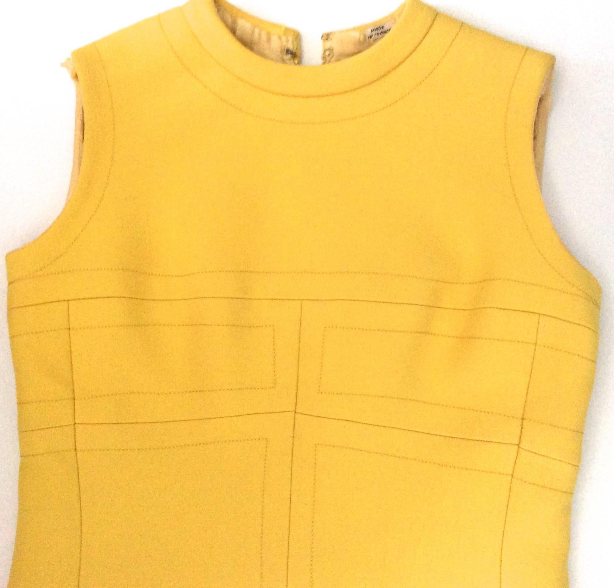 Vintage 1960's Yellow Sleeveless A-Line Dress In Good Condition In Boca Raton, FL