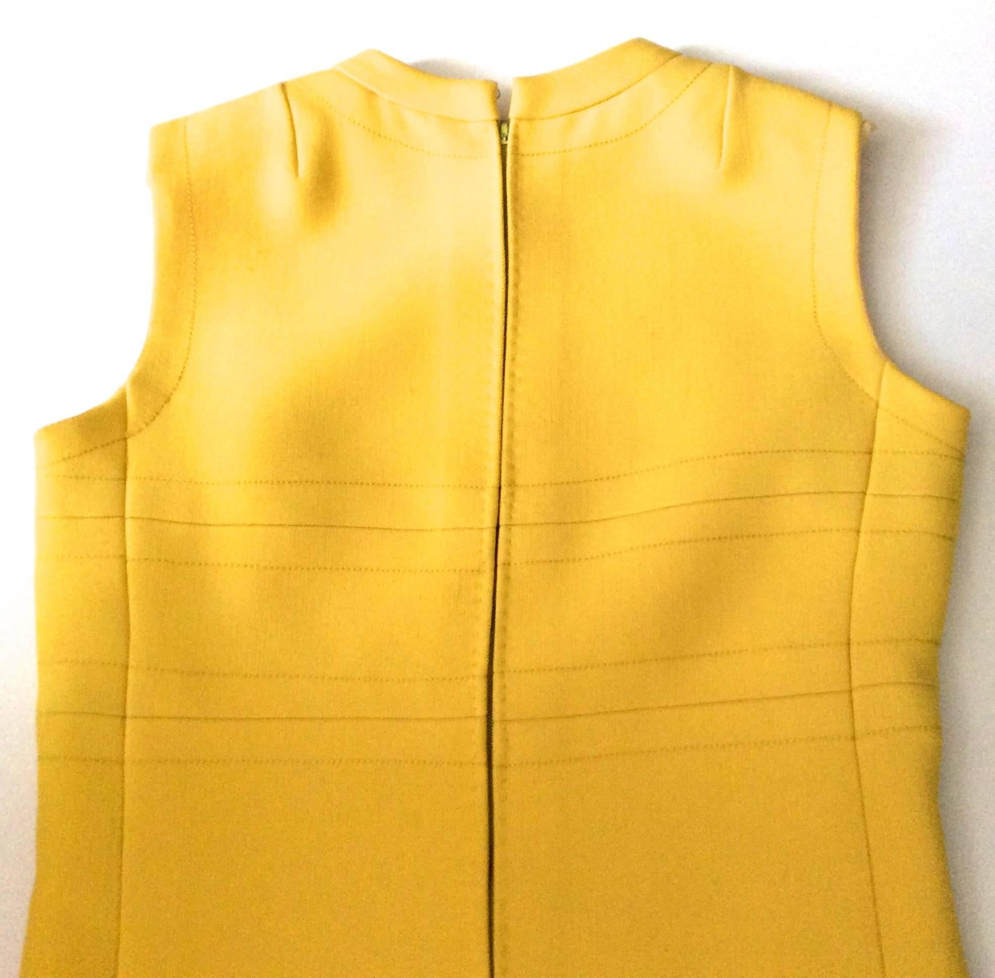 Vintage 1960's Yellow Sleeveless A-Line Dress 1