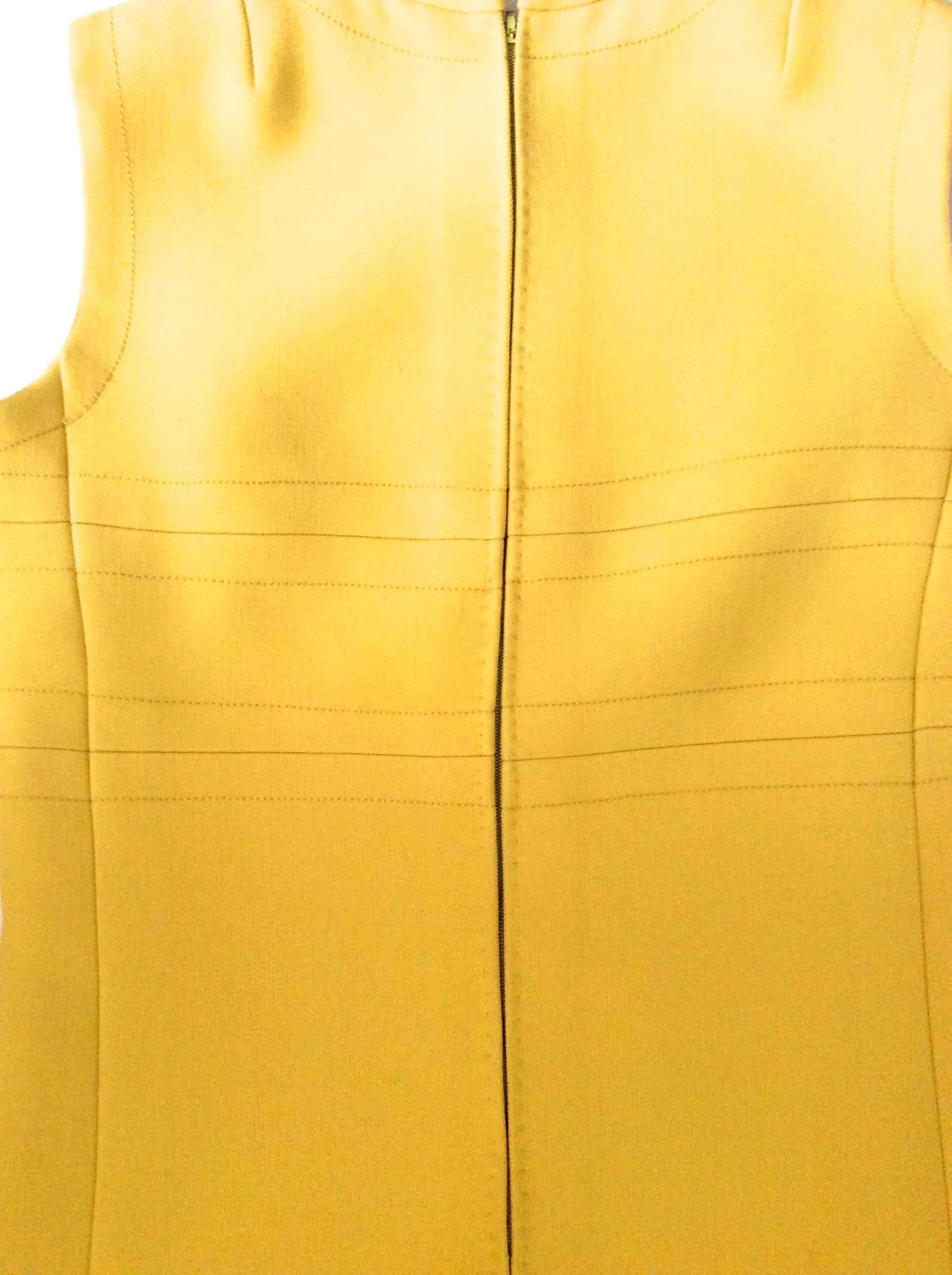 Vintage 1960's Yellow Sleeveless A-Line Dress 3