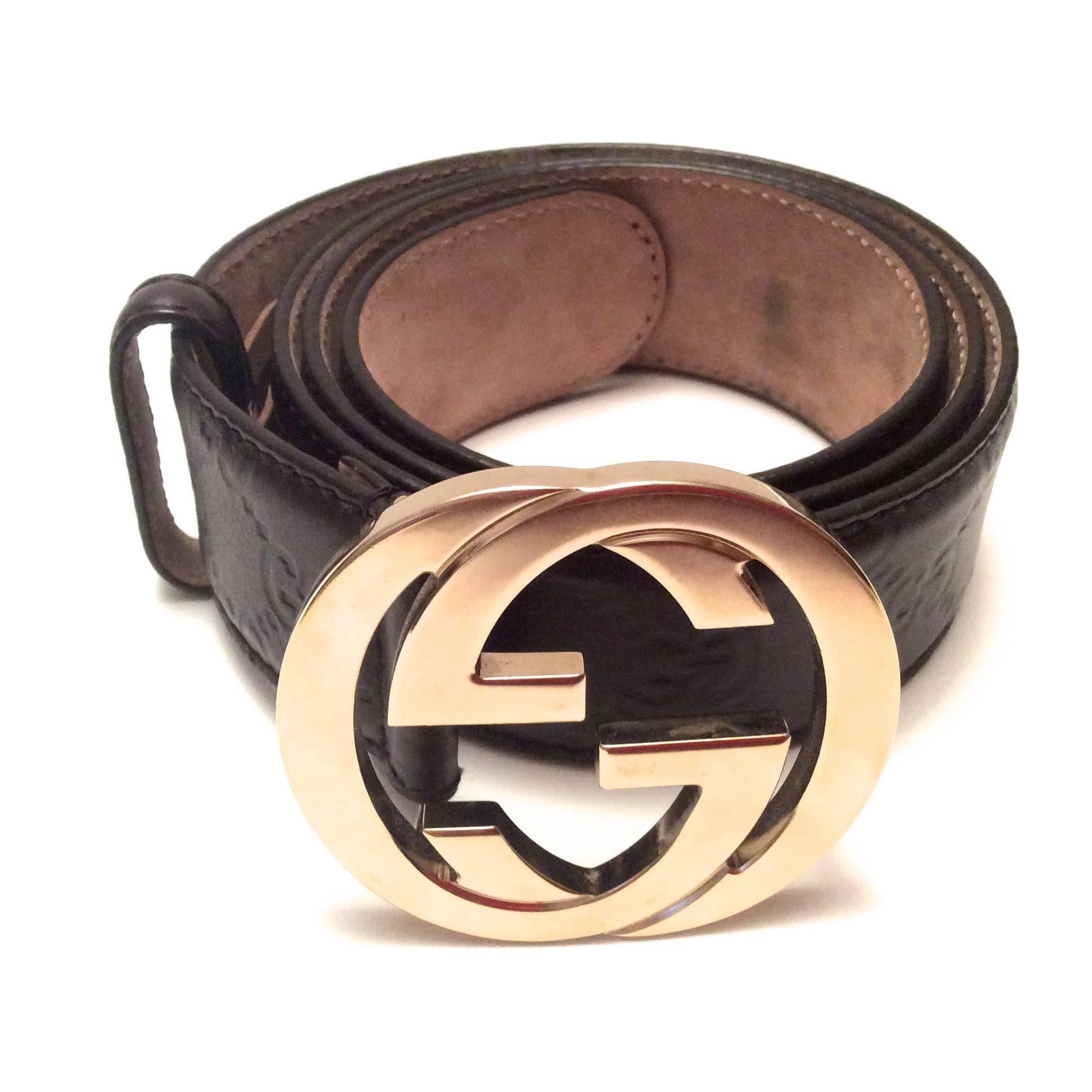 Men's Gucci Brown Leather Belt - Like New In Excellent Condition In Boca Raton, FL