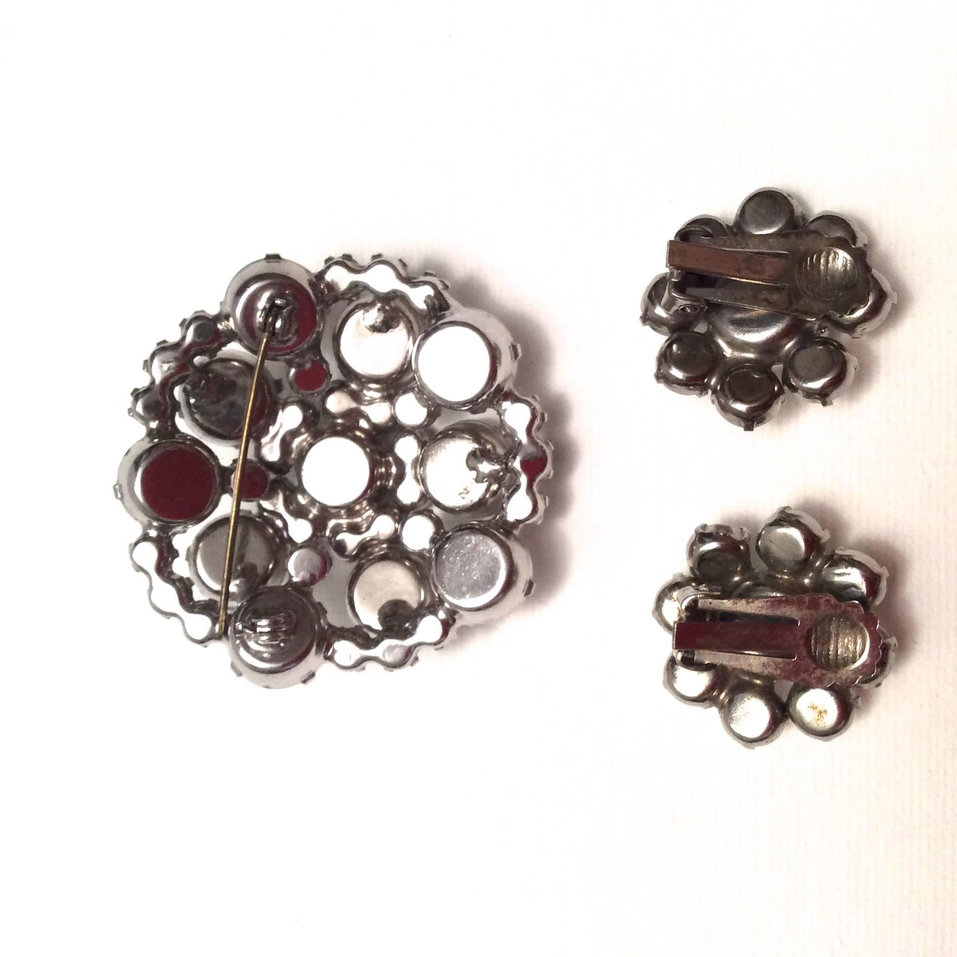 3 Pc Brooch with Matching Earring Set For Sale 1