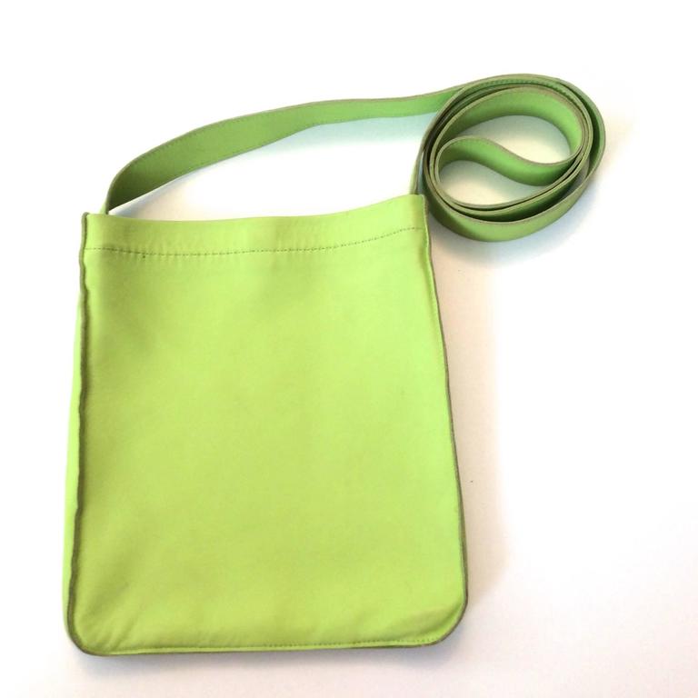 Hermes Crossbody Purse Kiwi Green Leather For Sale at 1stdibs