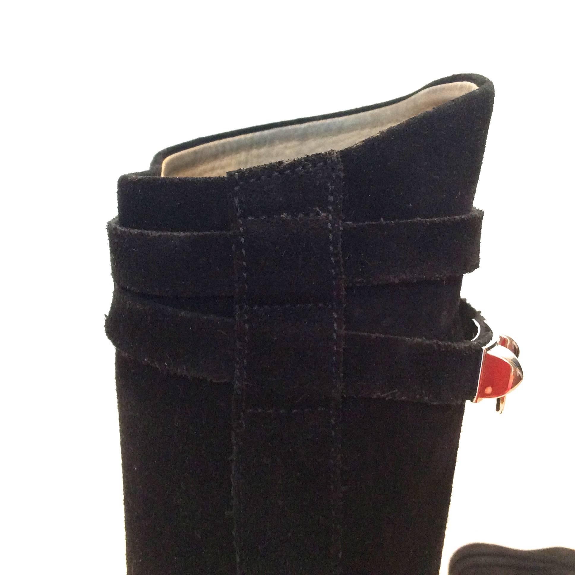 Hermes Black Suede Riding Boots - Size 37.5 For Sale 1