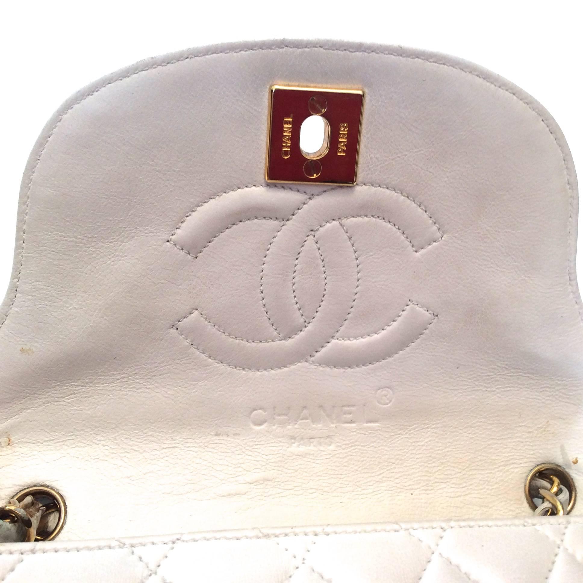 Chanel  Mini White Classic Purse Vintage 1