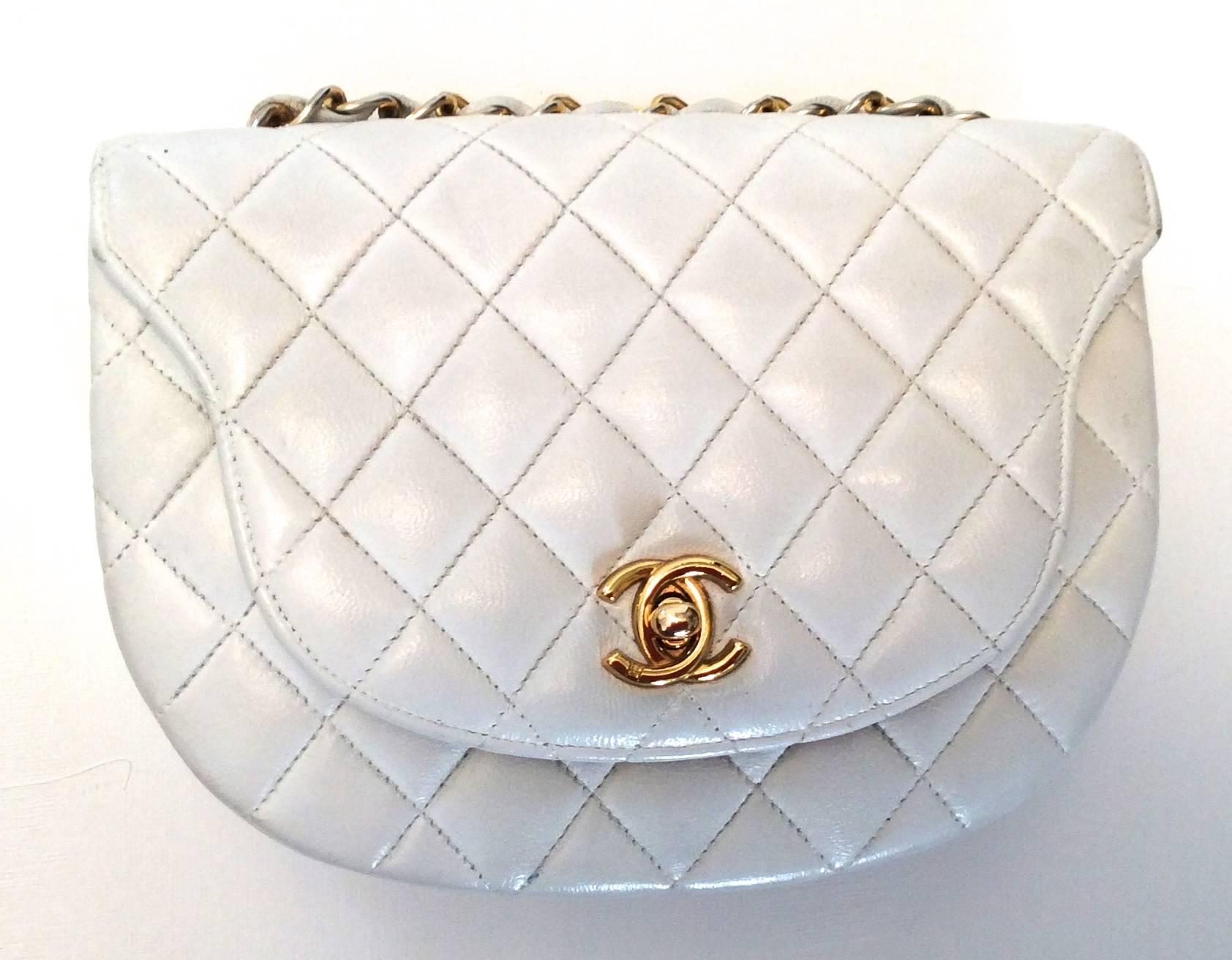 Chanel  Mini White Classic Purse Vintage 4