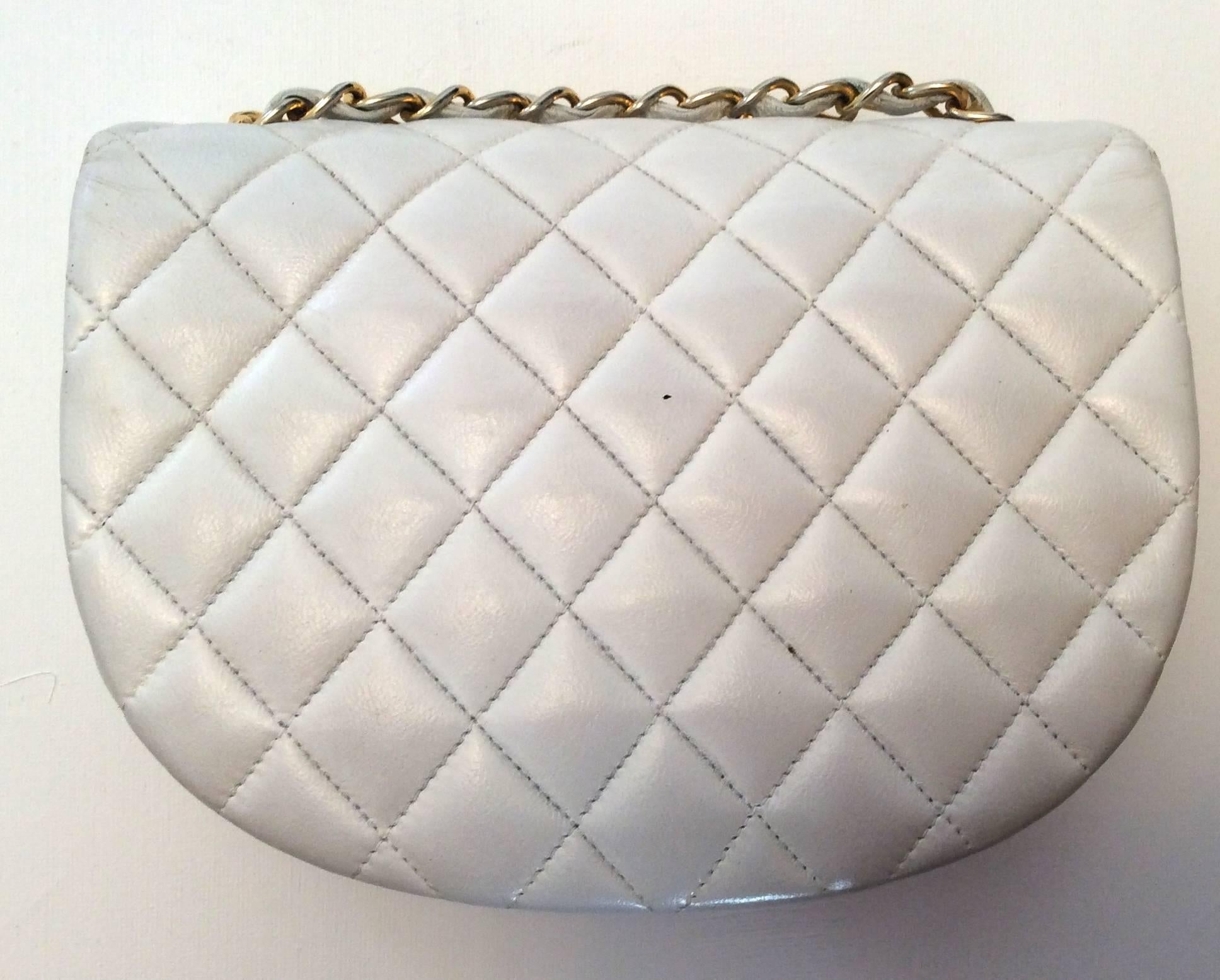 Chanel  Mini White Classic Purse Vintage 6