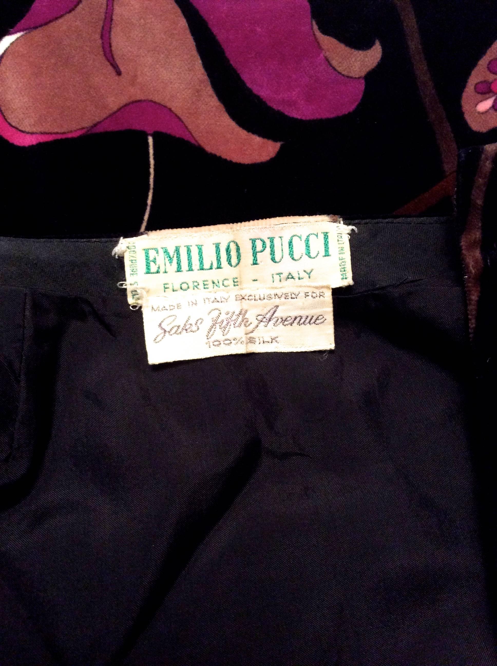 Emilio Pucci 1960's Black Velvet Print Skirt - Mint Condition For Sale 6