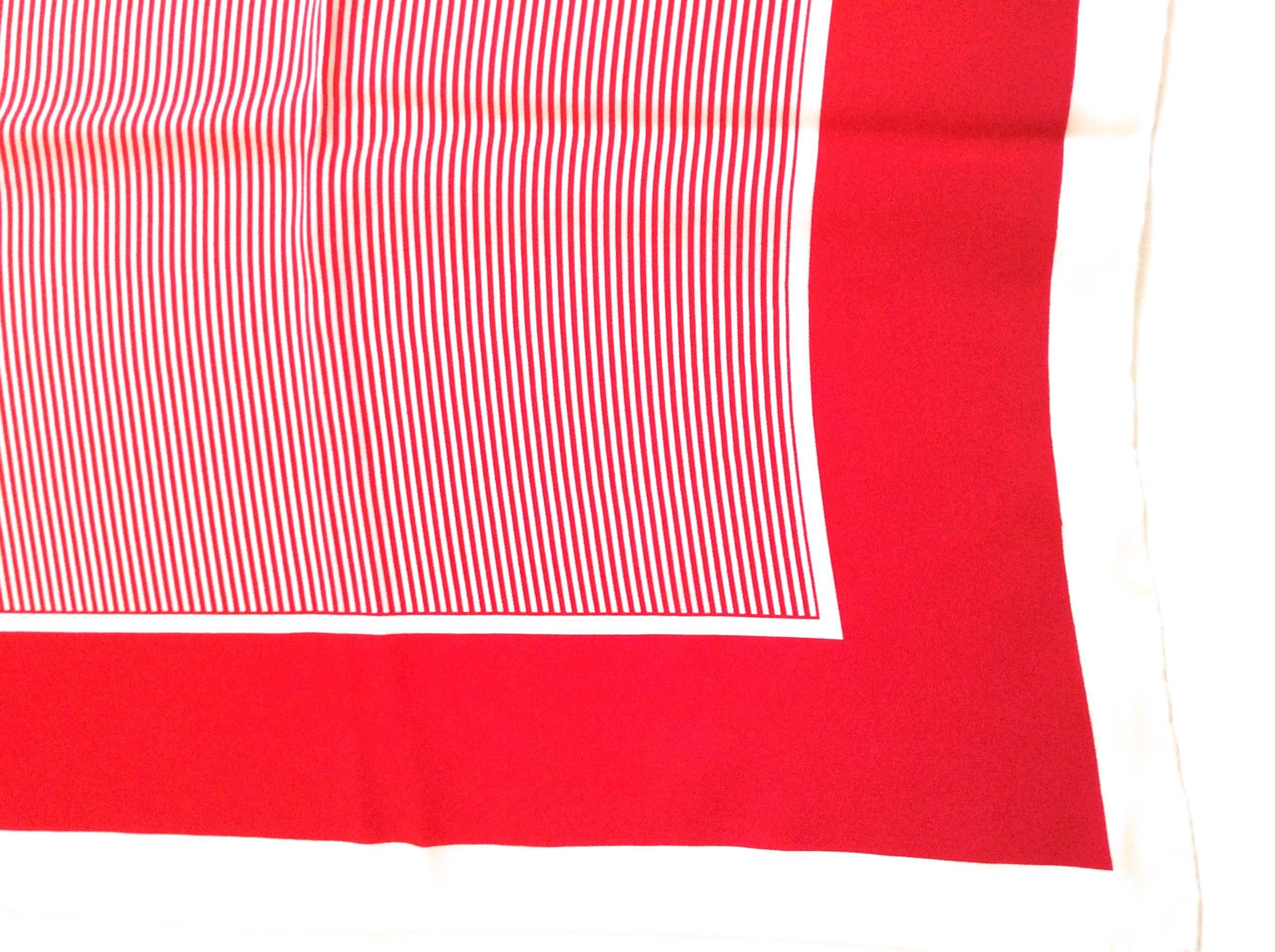 Yves Saint Laurent / YSL - 100% Silk Scarf - 1970's - Red and White For Sale 1