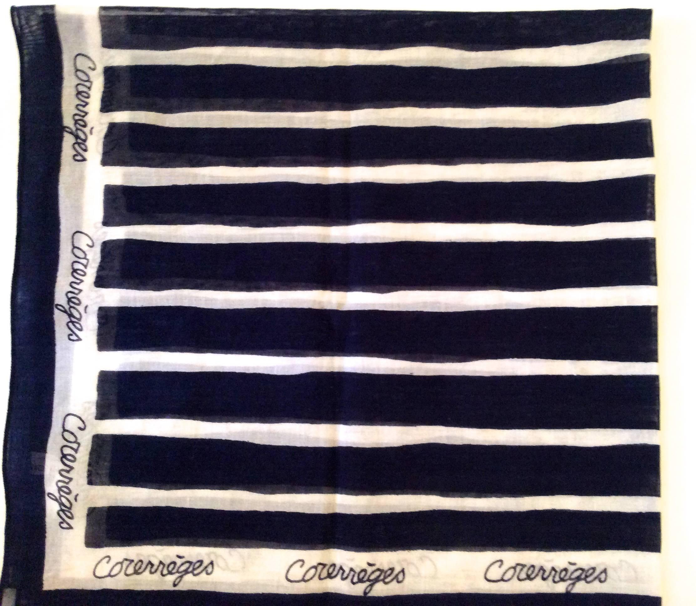 Black 1970's Courreges Cotton Scarf