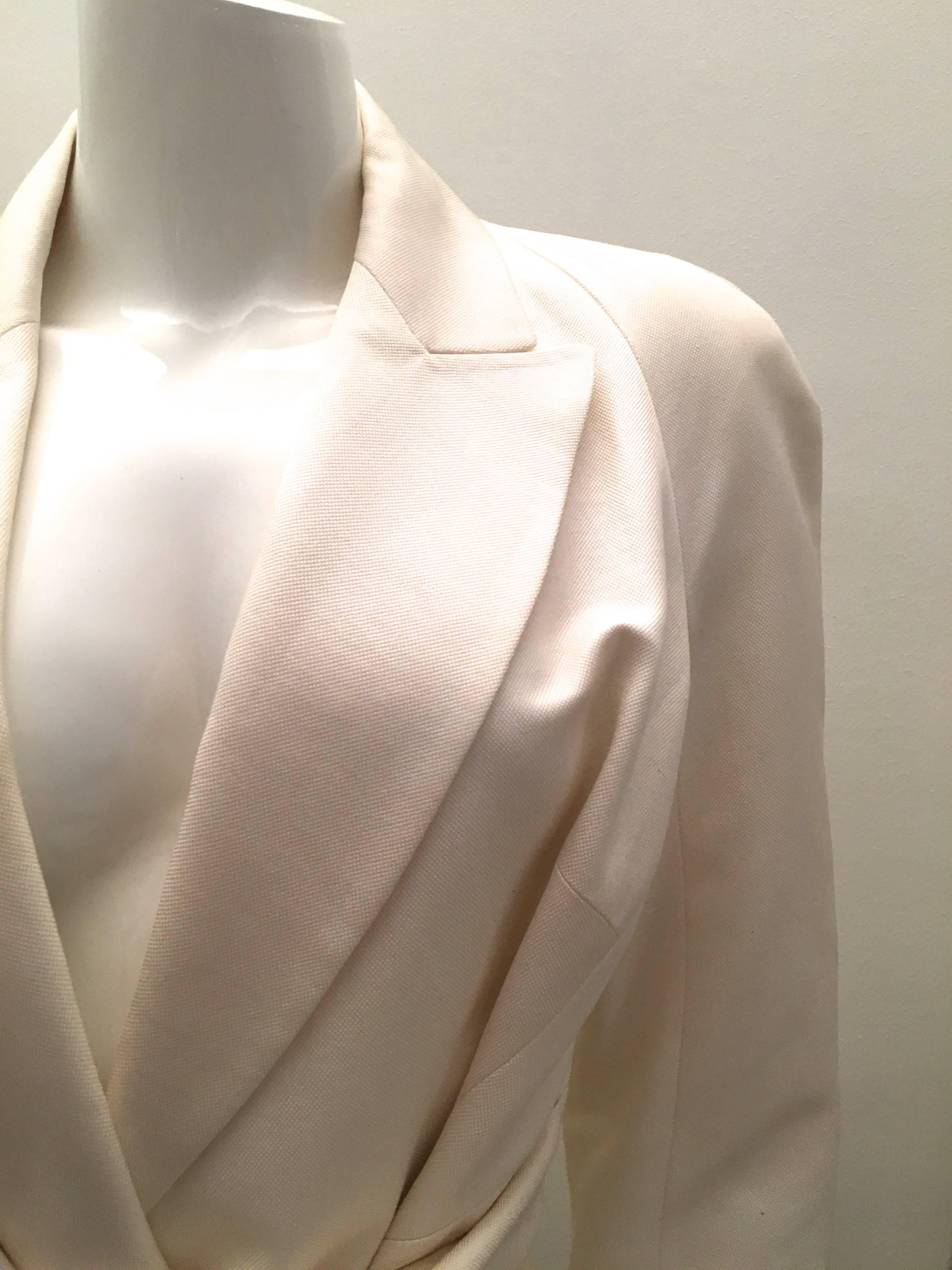 Women's Jean-Louis Scherrer White Cotton and Silk Suit