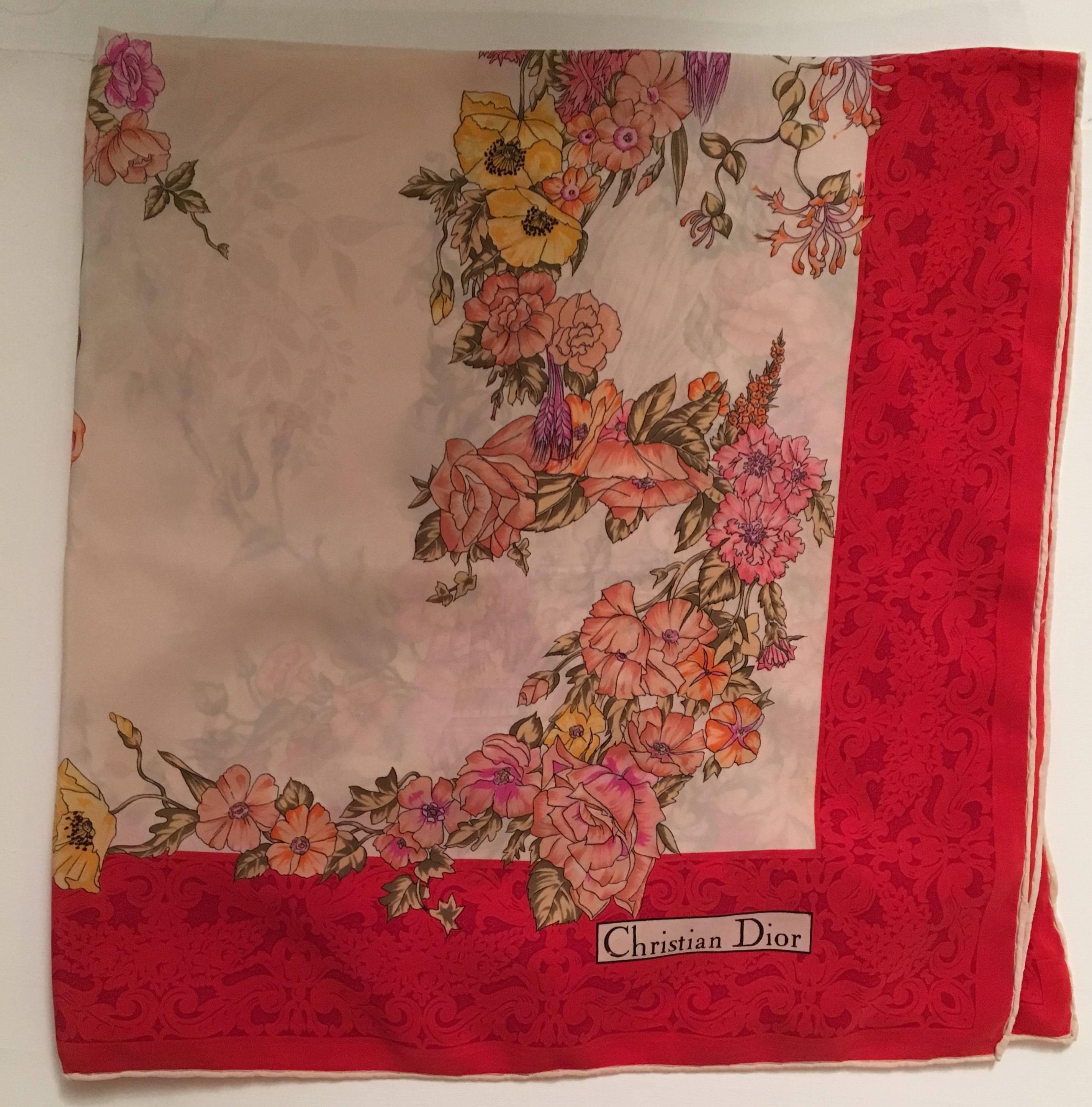 Christian Dior Scarf  Vintage Mint- 100% Silk In Excellent Condition For Sale In Boca Raton, FL