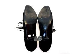 Chanel Velvet Tie-Up Shoes with Square Satin Tip