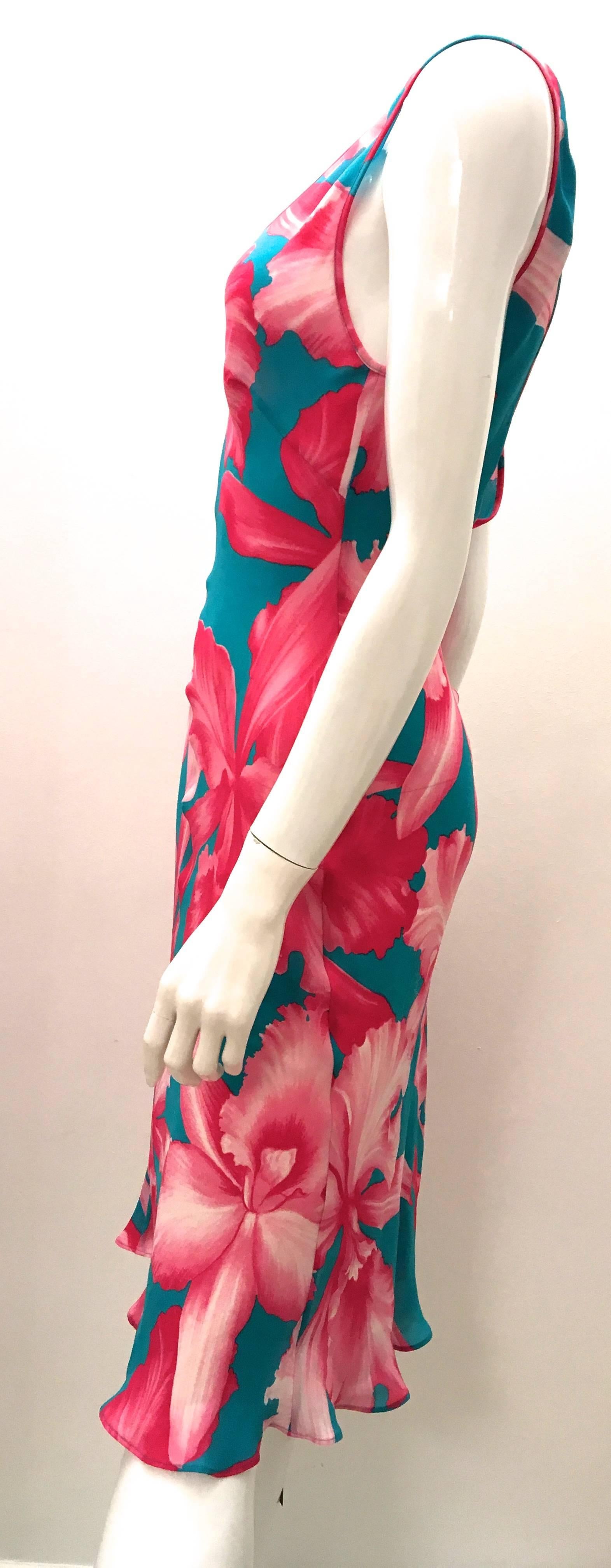 Pink Celine Silk Sleeveless  Dress with Matching Scarf