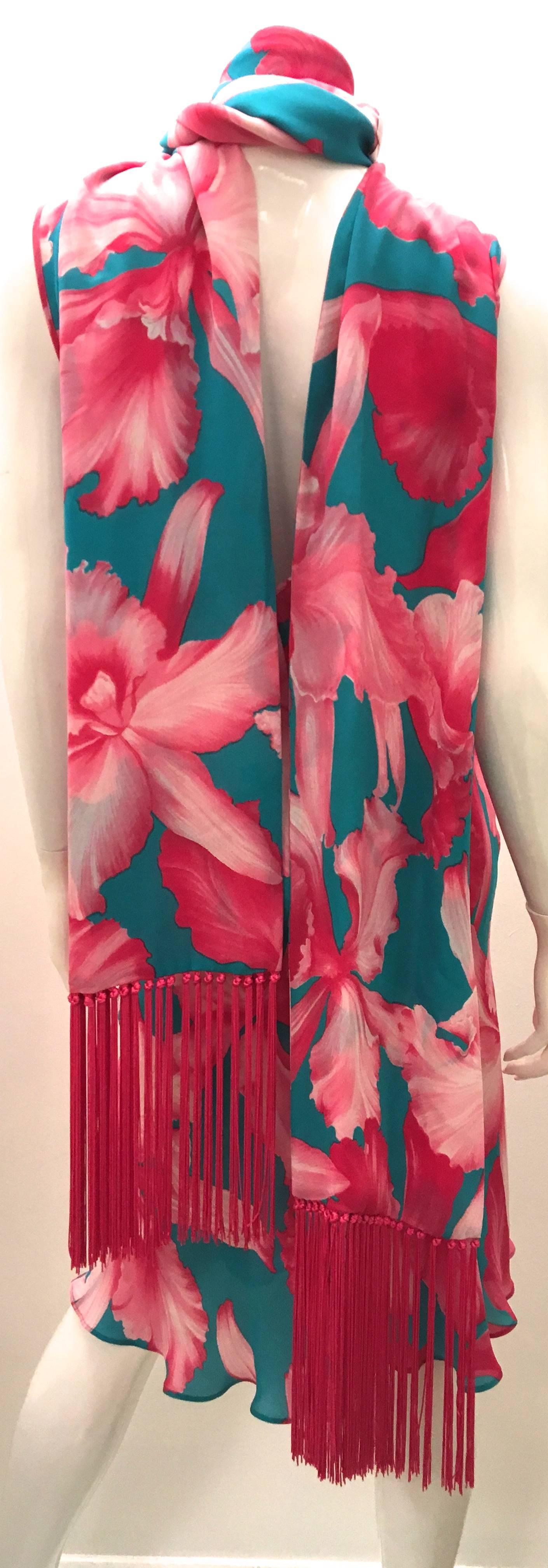 Celine Silk Sleeveless  Dress with Matching Scarf In New Condition In Boca Raton, FL