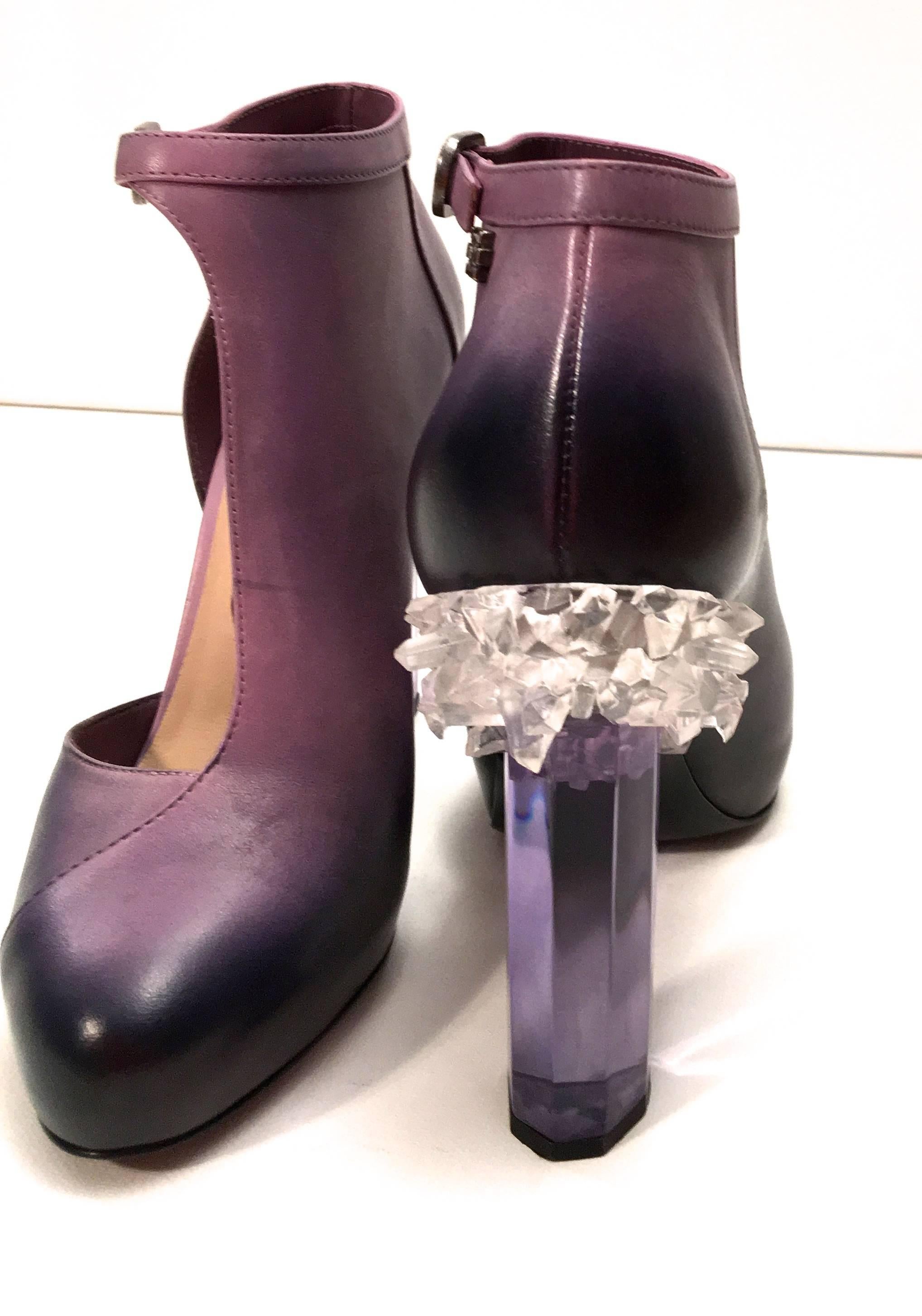 Rare Chanel Runway Boots - Purple and Black - Lucite Heels - Size 38 1